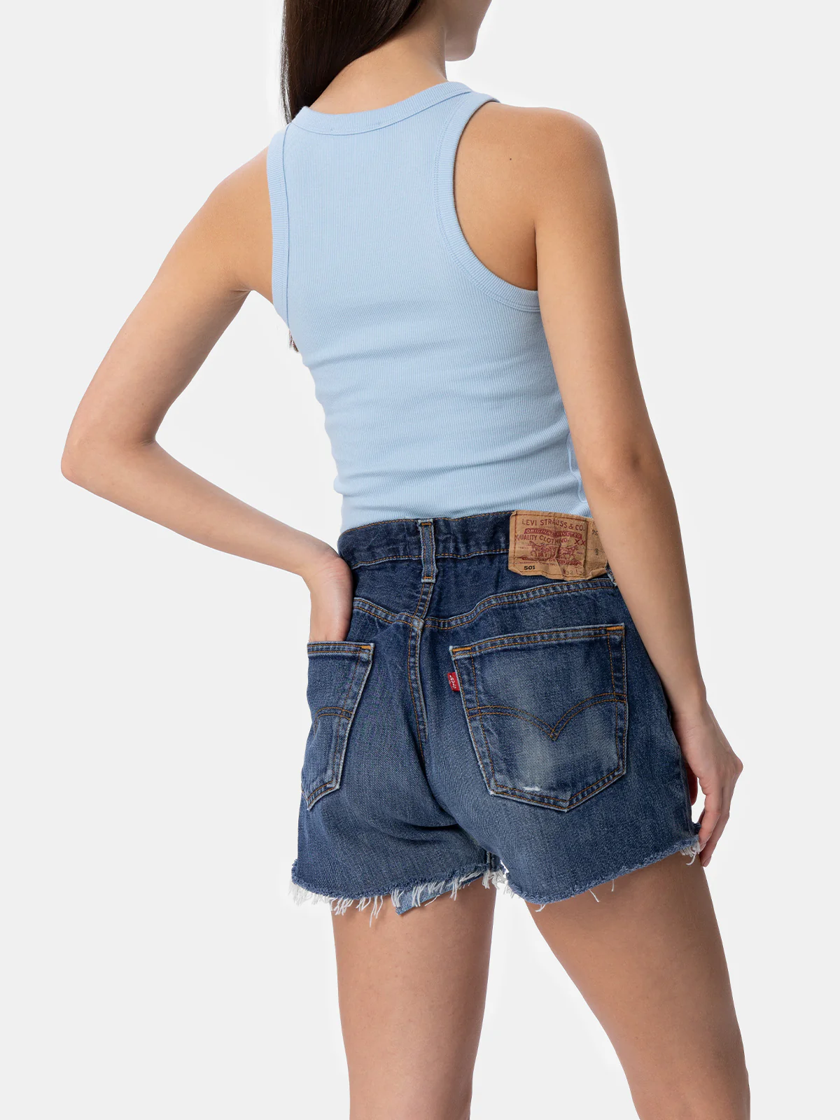 Ada light blue ribbed cotton tank top - Image 3