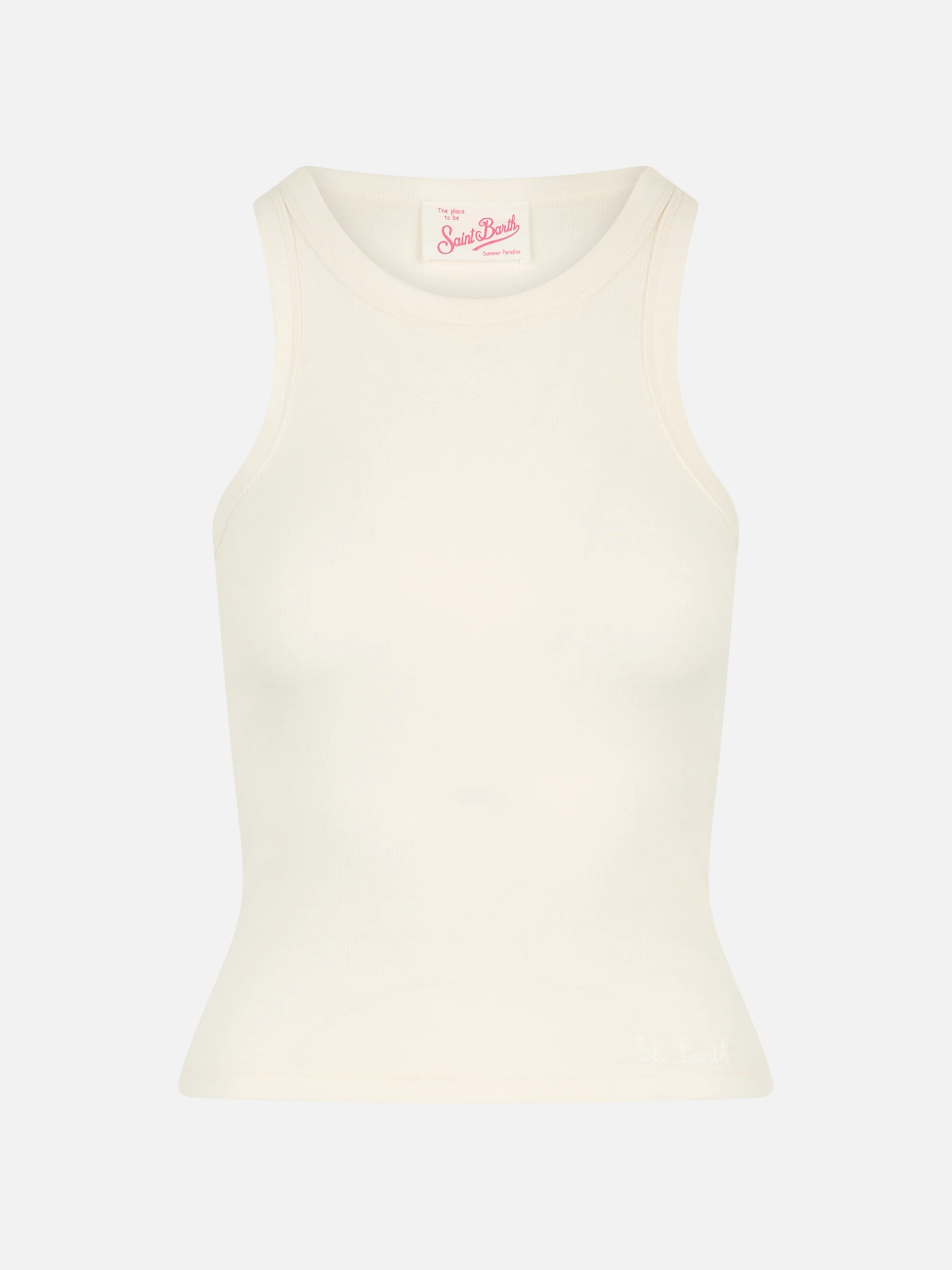 Ada off-white ribbed cotton tank top
