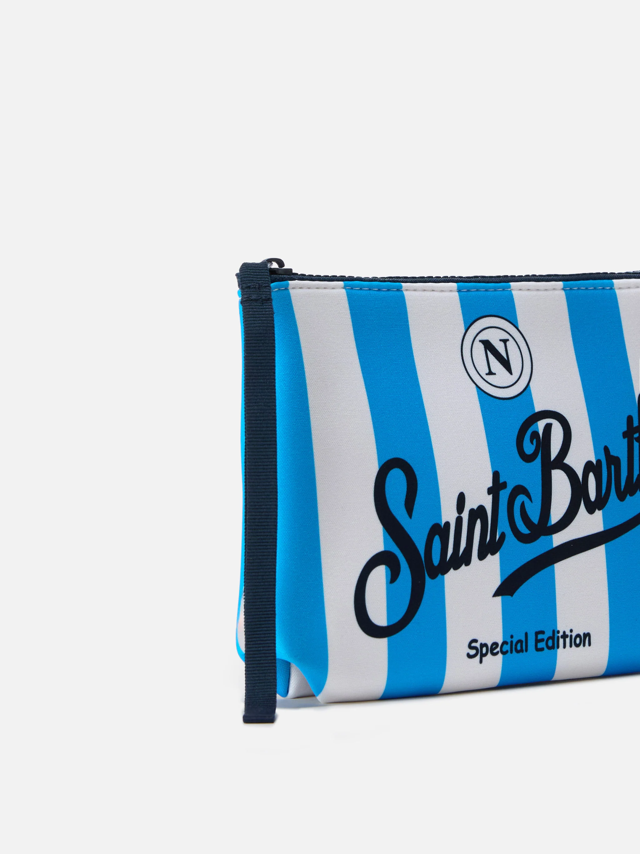 Aline scuba pouch in white and light blue with Napoli crest | Special Edition - Image 2