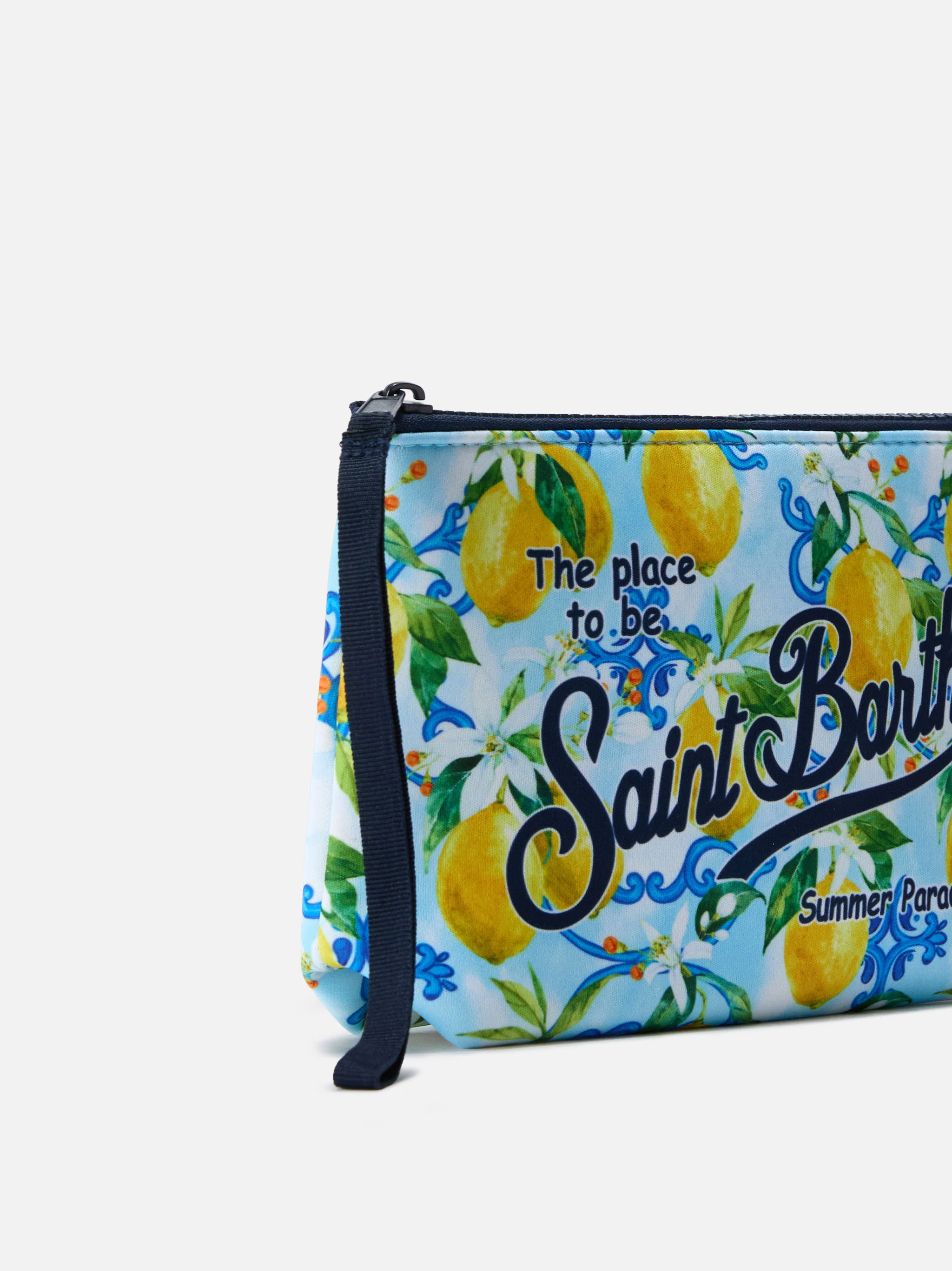 Aline scuba pouch with lemon majolica print - Image 2