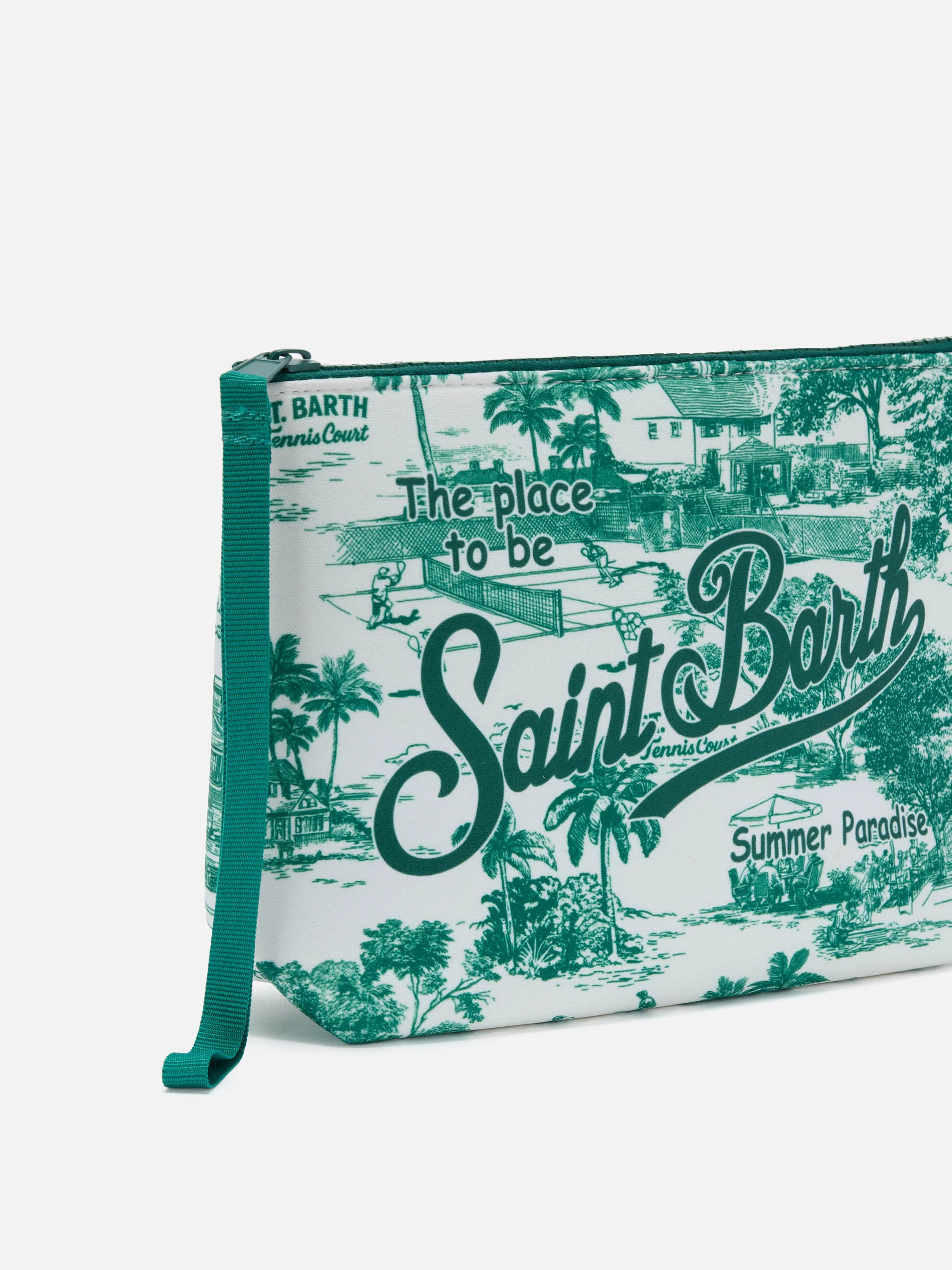 Aline scuba pouch with Toile de Jouy tennis print - Image 2