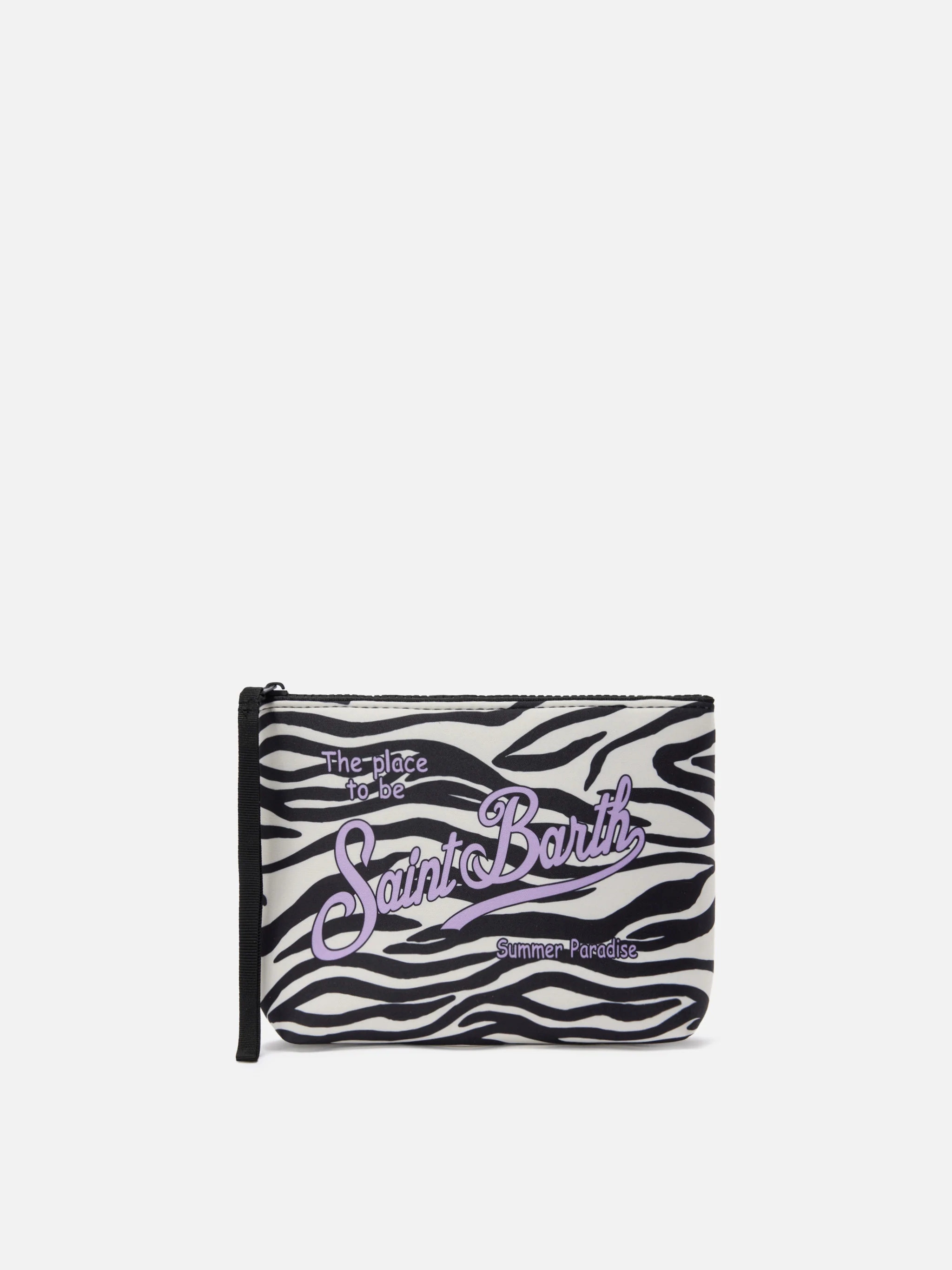 Aline scuba pouch with zebra print