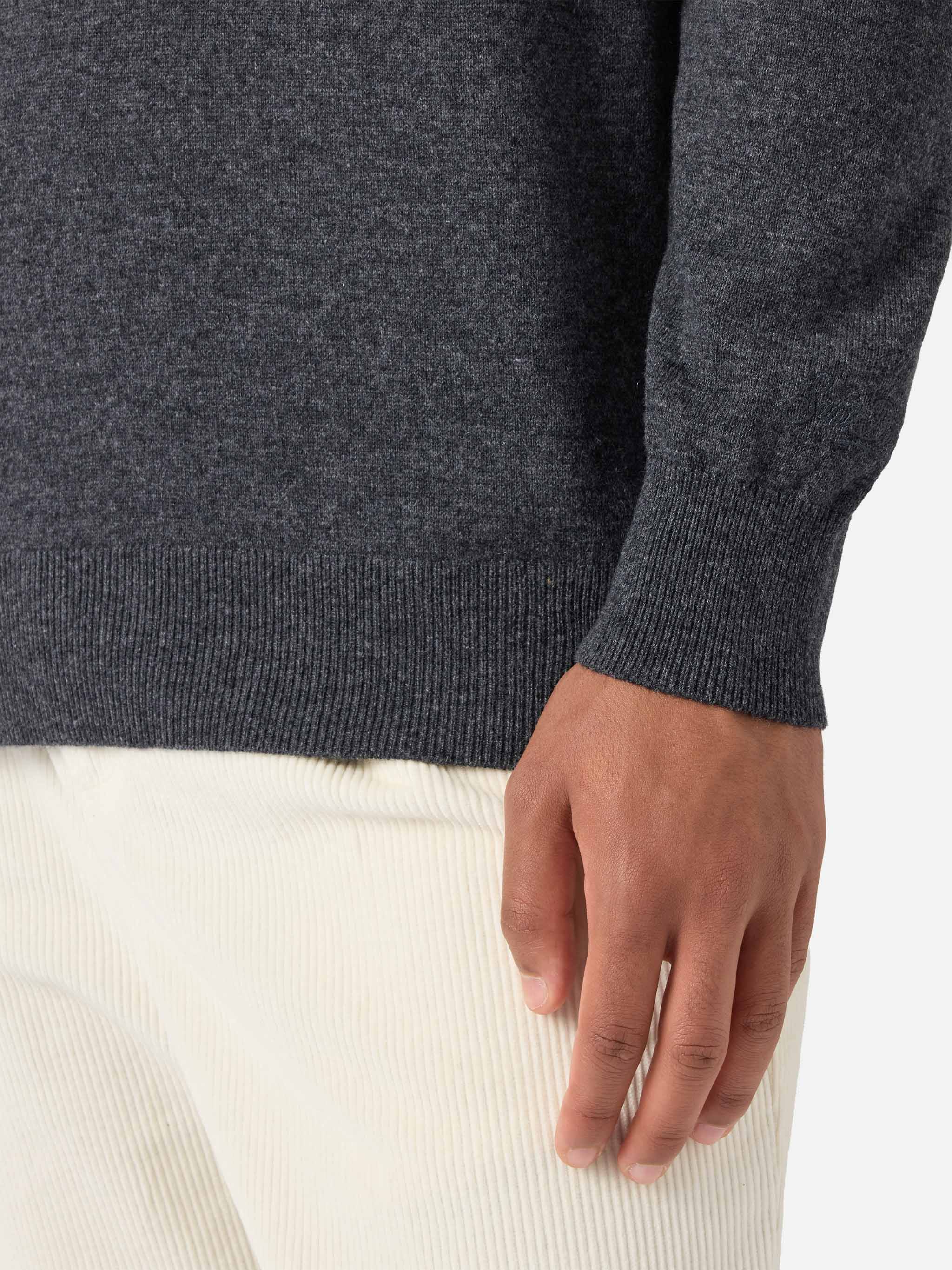 Half-zip sweater in anthracite merino wool and cashmere - Image 4