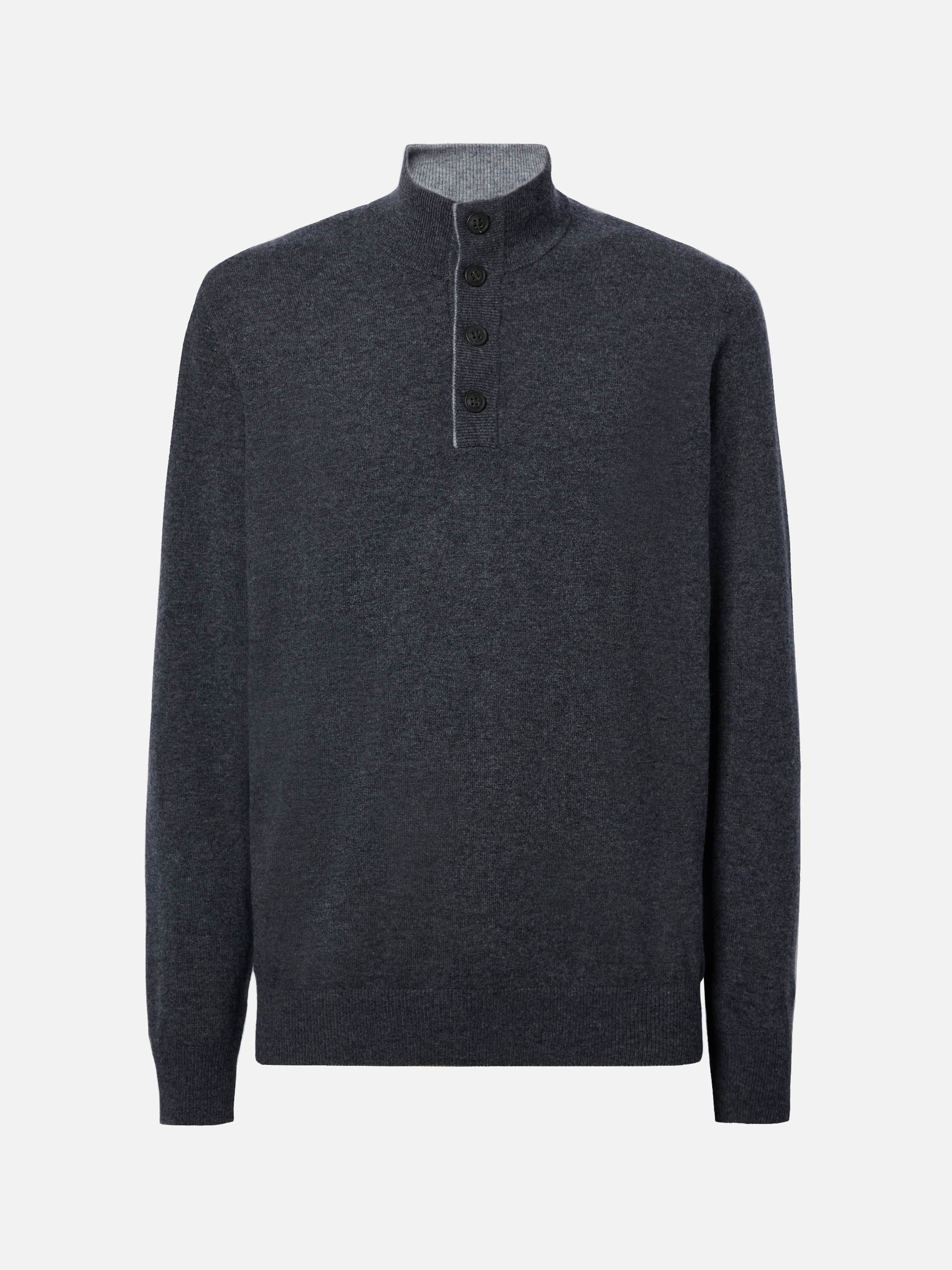 Half-zip sweater in anthracite merino wool and cashmere - Image 5