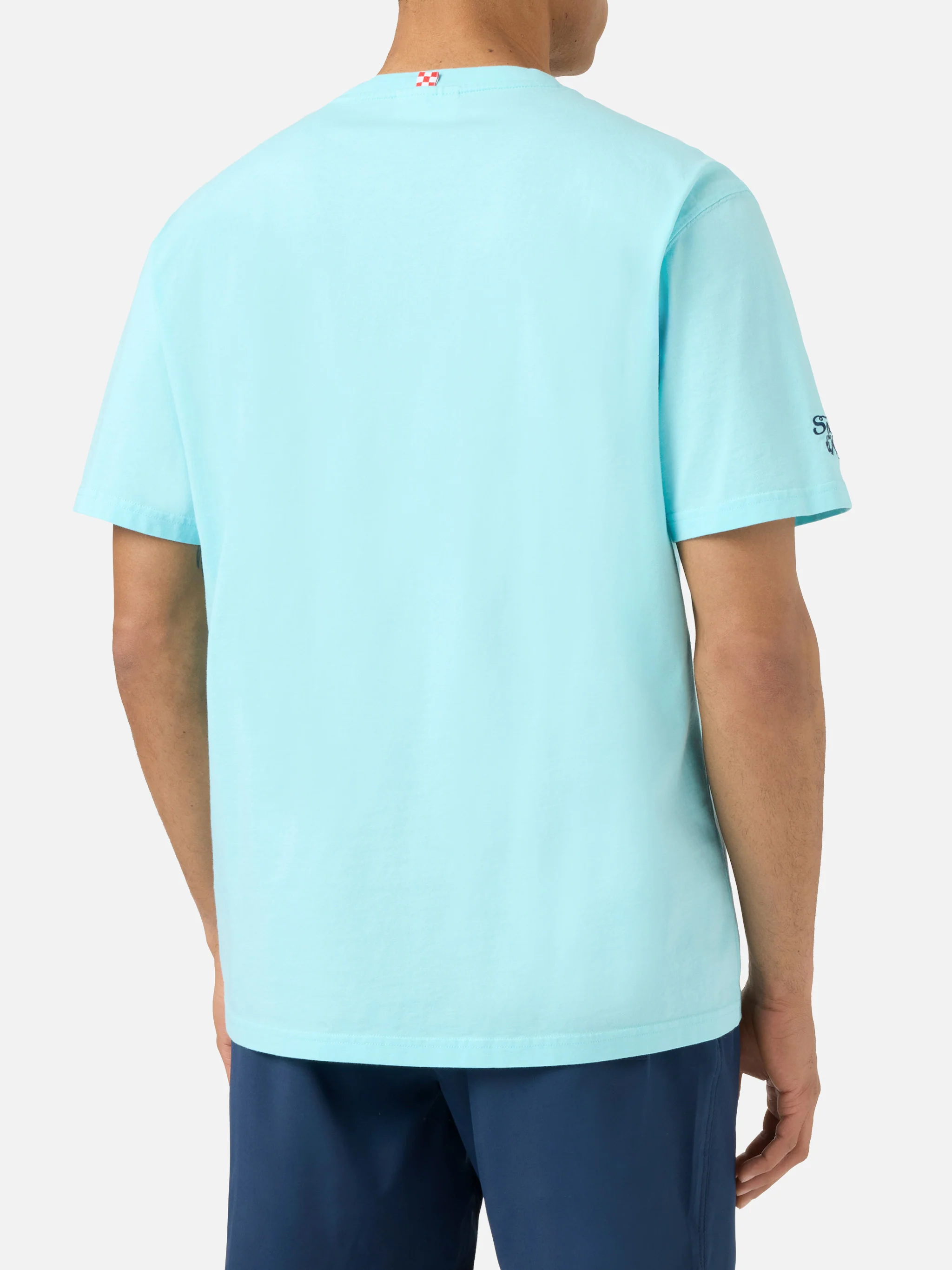Aqua green Portofino T-shirt with Cerco L'estate Tutto L'anno embroidery - Image 3