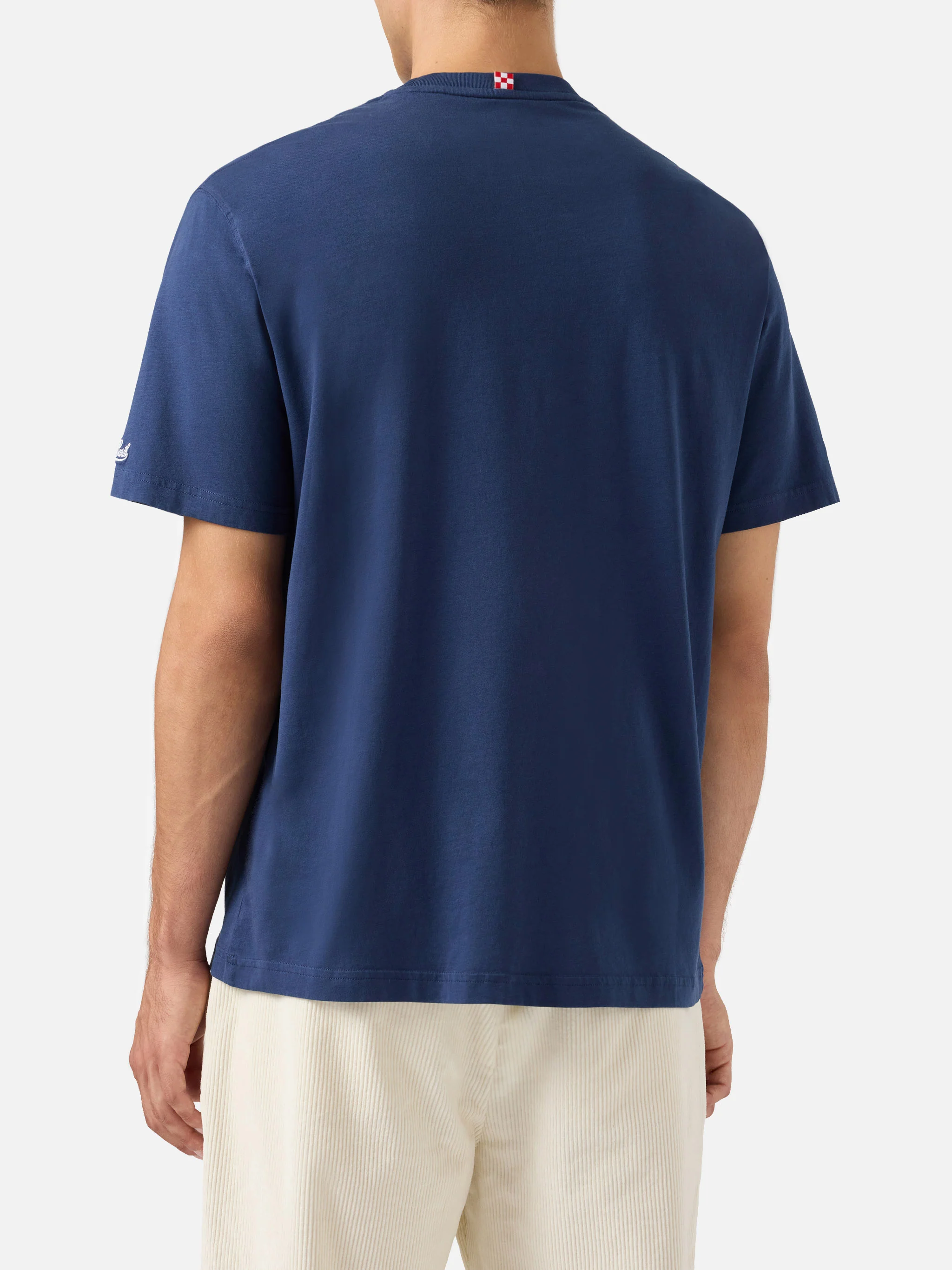 Arnott Warm winter cotton T-shirt in blue with Bel temp… embroidery | VACANZE DI NATALE SPECIAL EDITION - Image 4