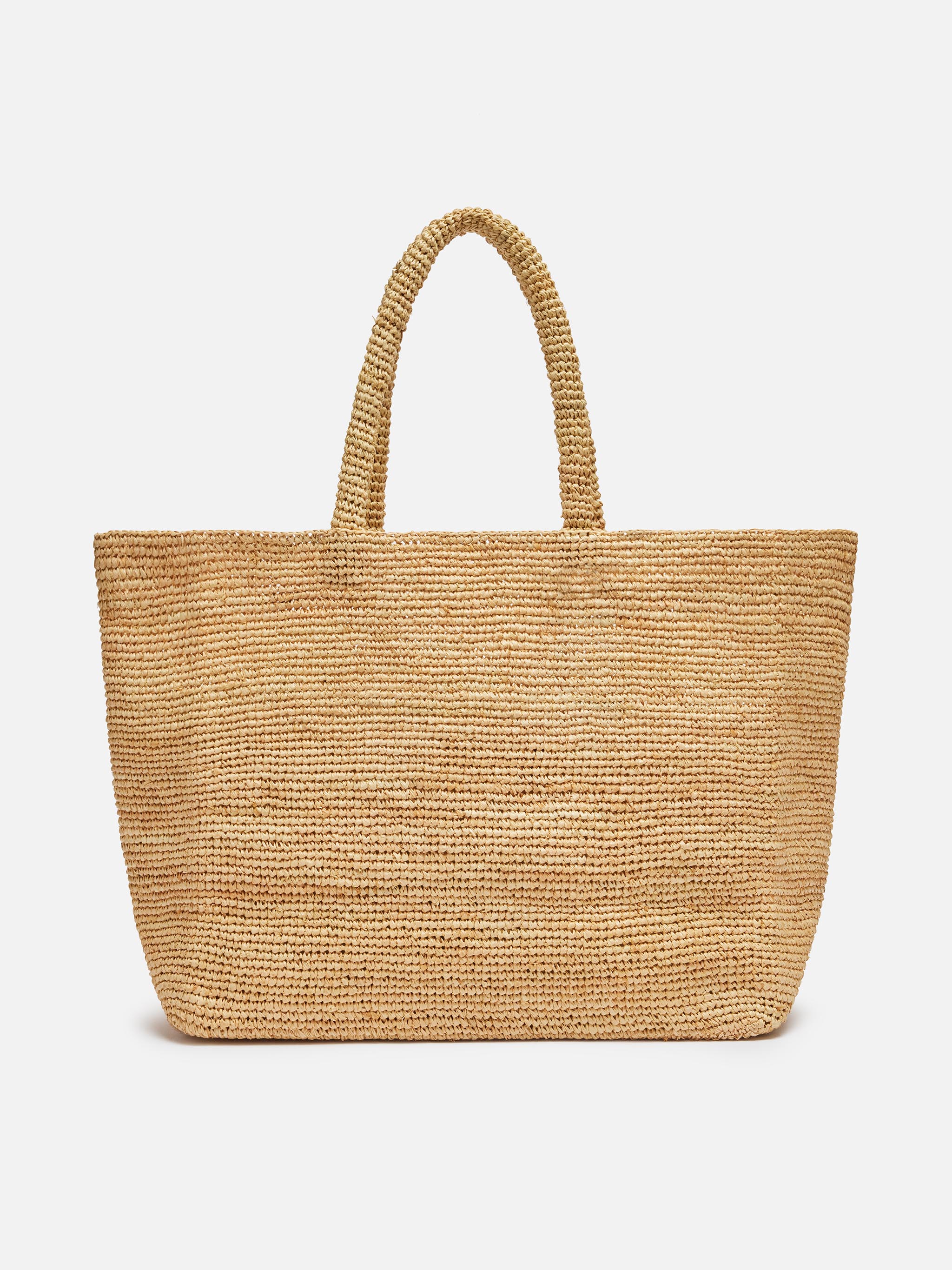 Beach raffia bag with black contrasting embroidered logo - Image 5