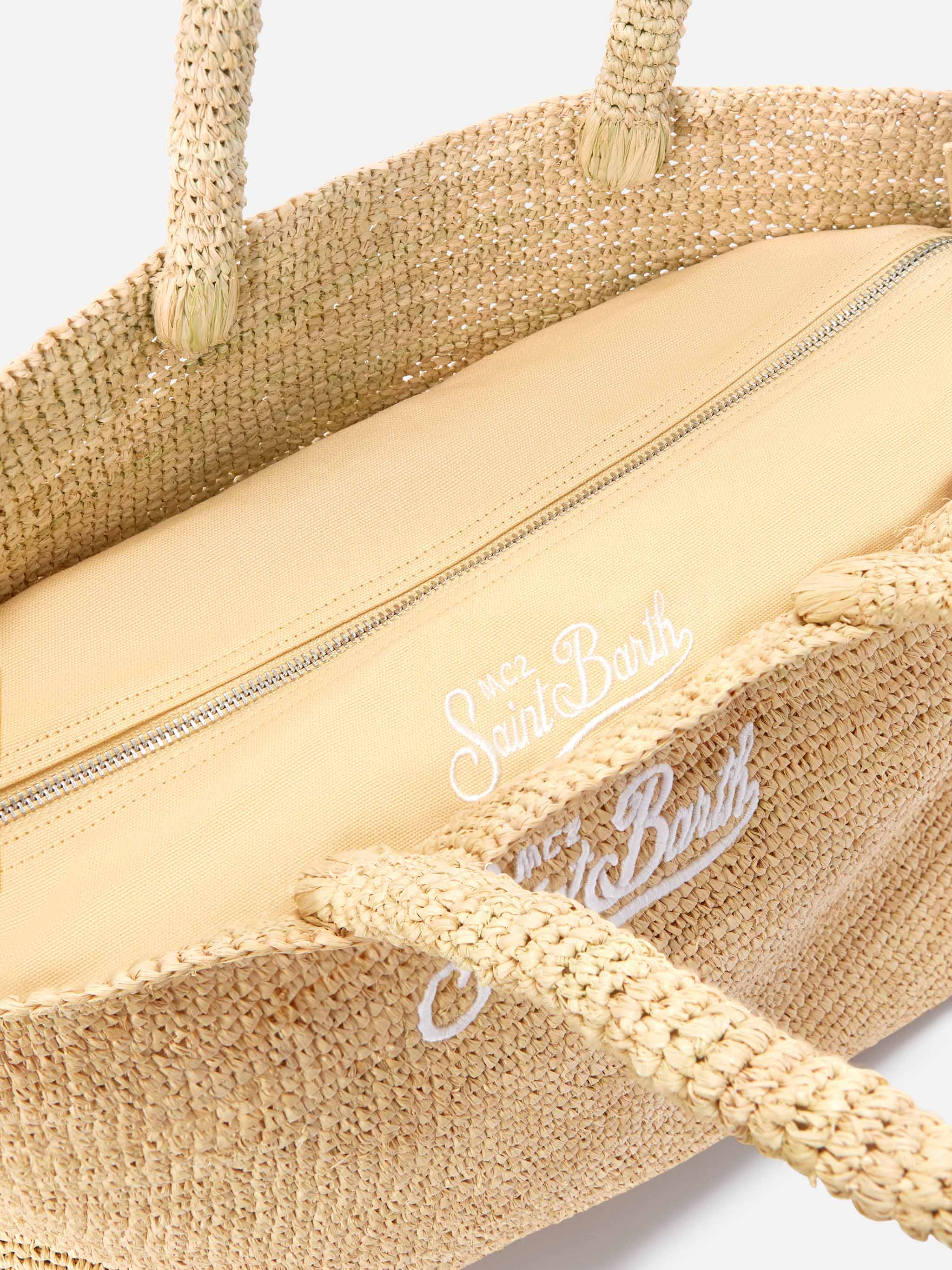 Beach raffia bag with embroidered logo - Image 5