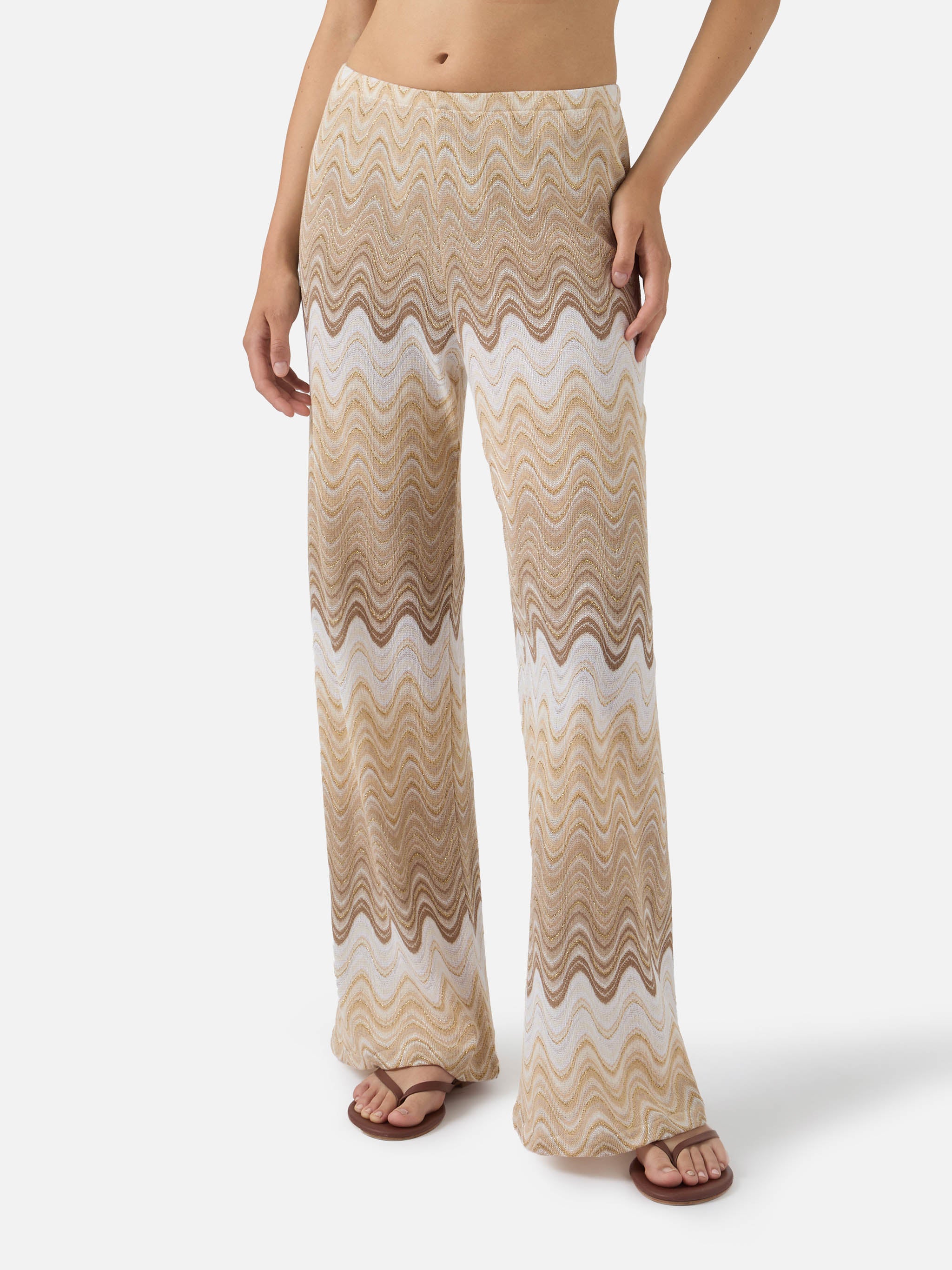 Beige Amalia degradé raschel long trousers - Image 2