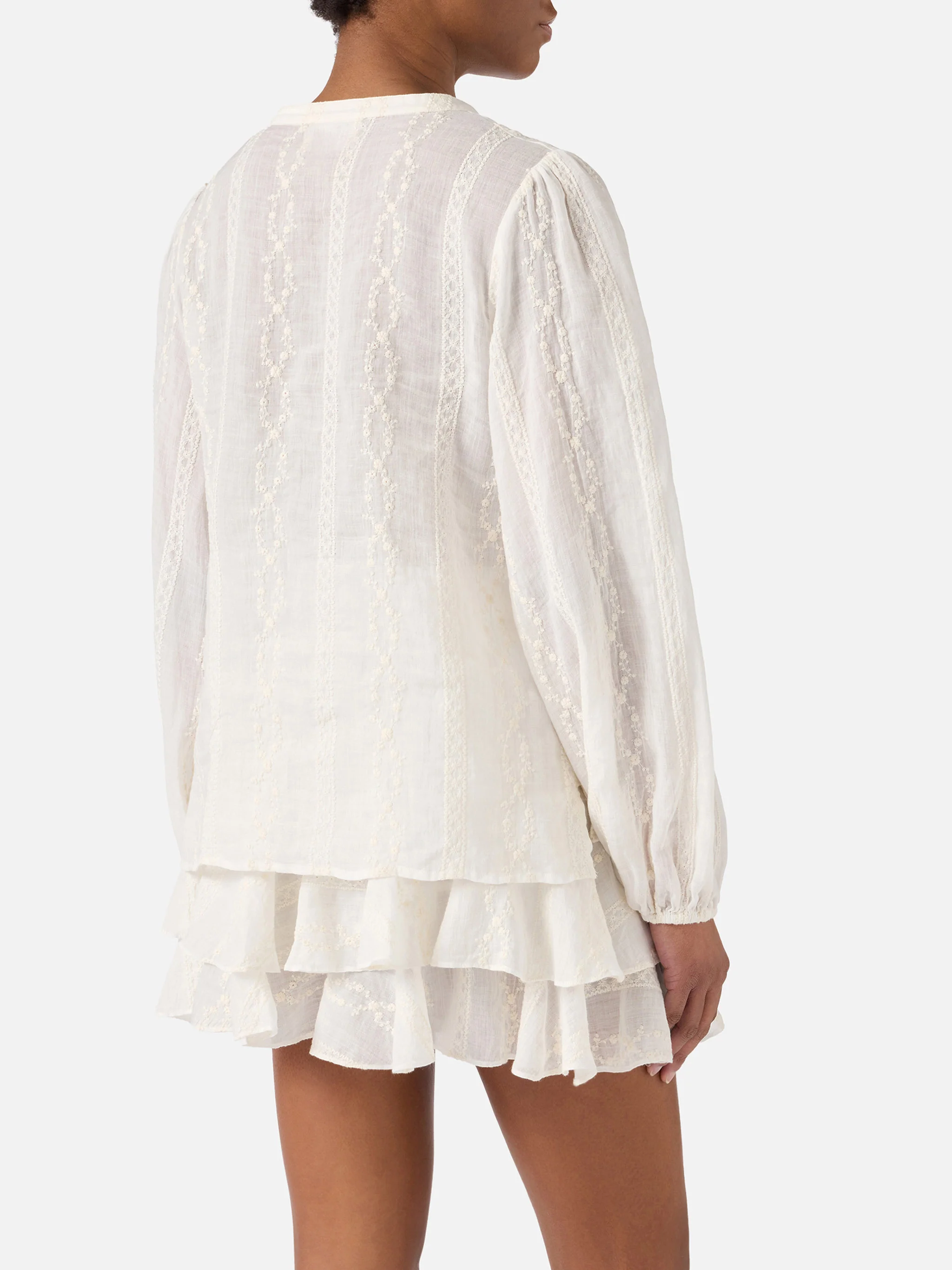 Beige ramie Harper blouse with embroidered motif - Image 5