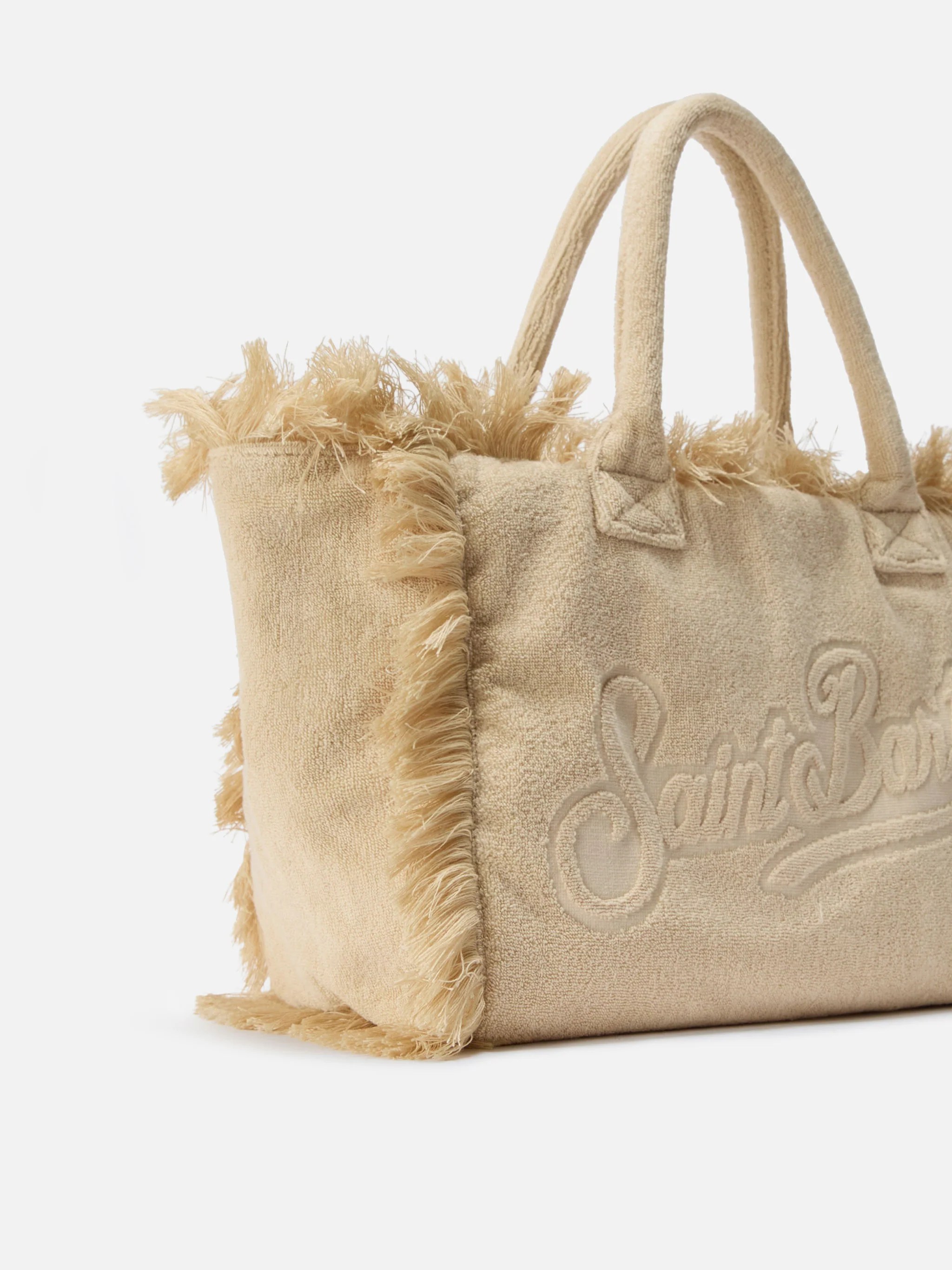 Beige solid color terry effect Vanity regular bag - Image 2