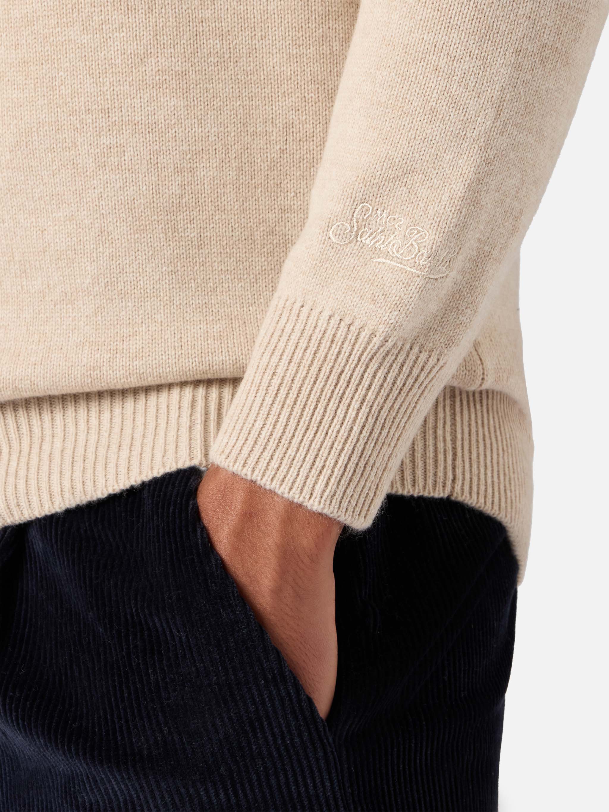 Beige pure-wool knit polo Covent - Image 4