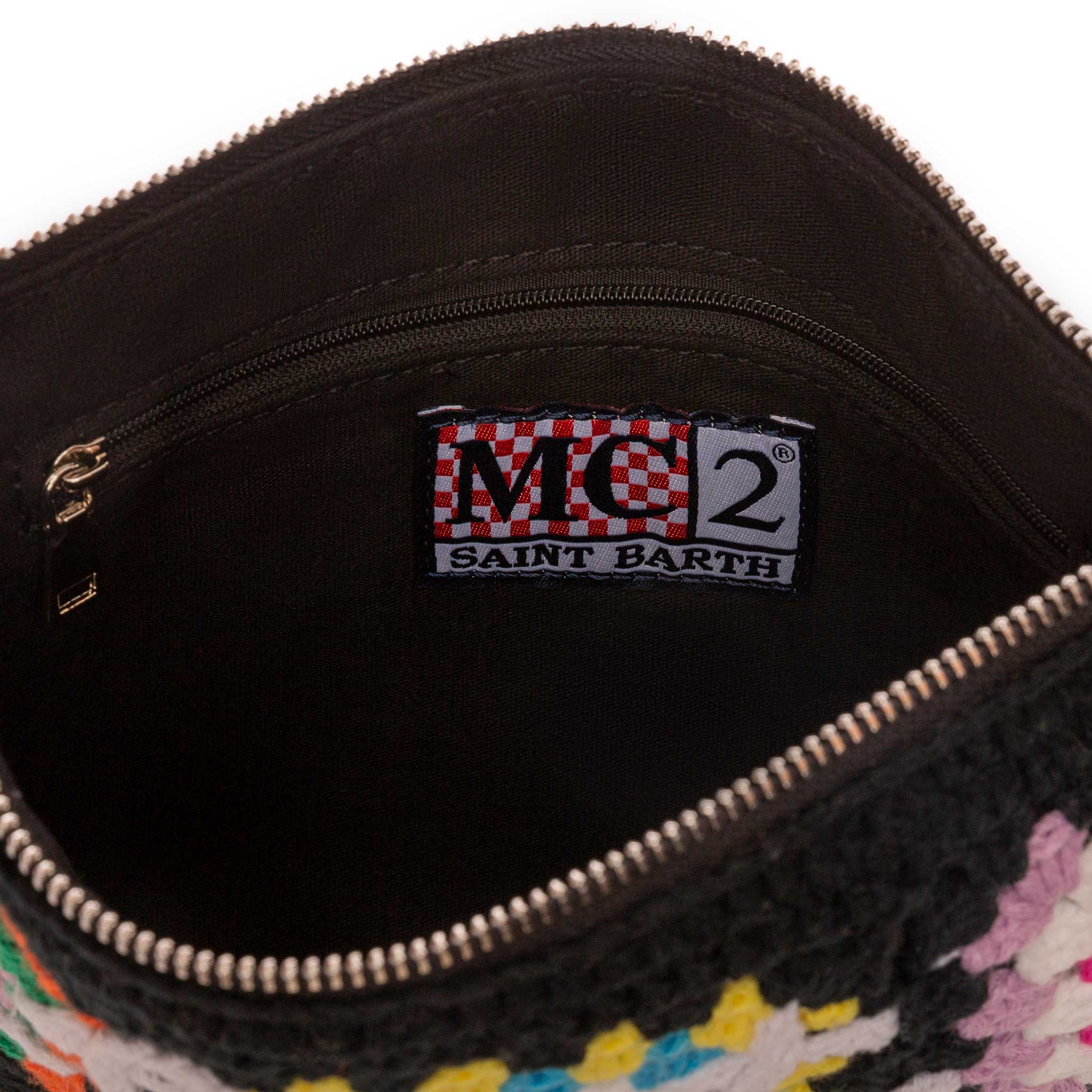 Parisienne black crochet pouch bag with Saint Barth embroidery - Image 5