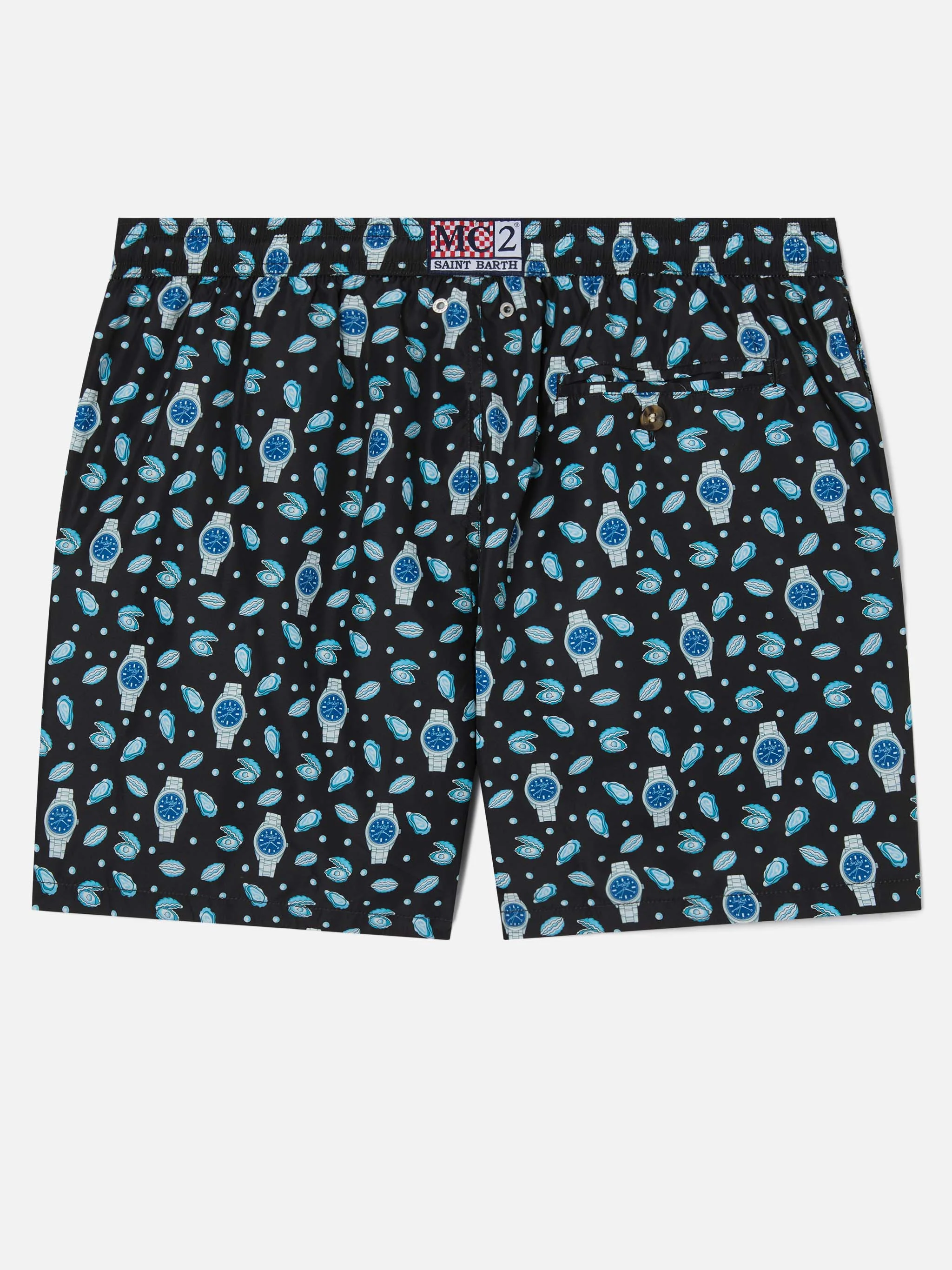 Black Lighting Micro swim shorts with oysters and watches all-over print - Image 2
