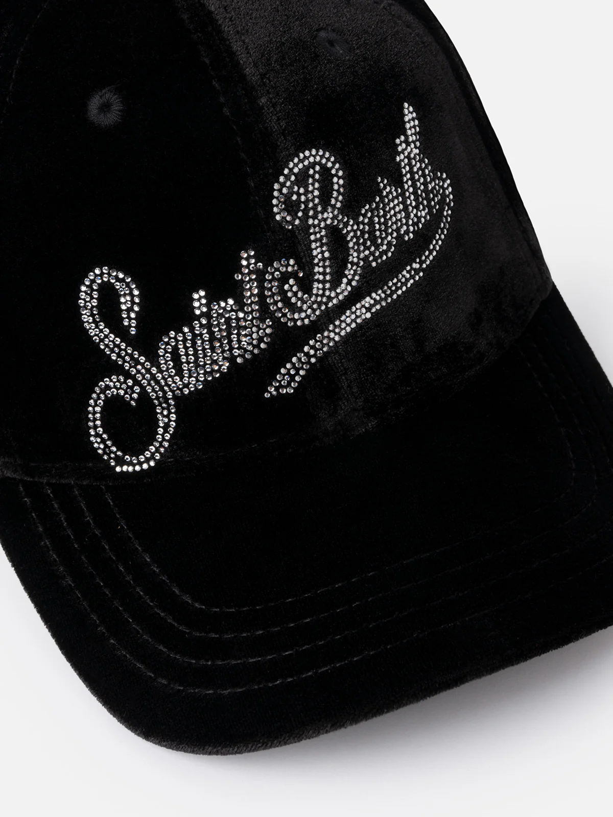 Black velvet ball cap Baseball with rhinestones logo - Image 2