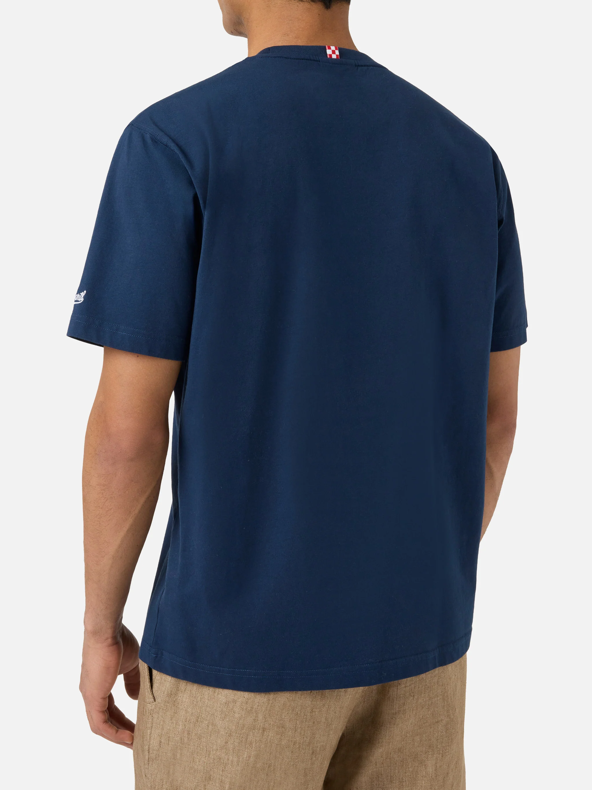 Blue Austin t-shirt with I Found My Gin In Portofino embroidery | Special Edition - Image 3