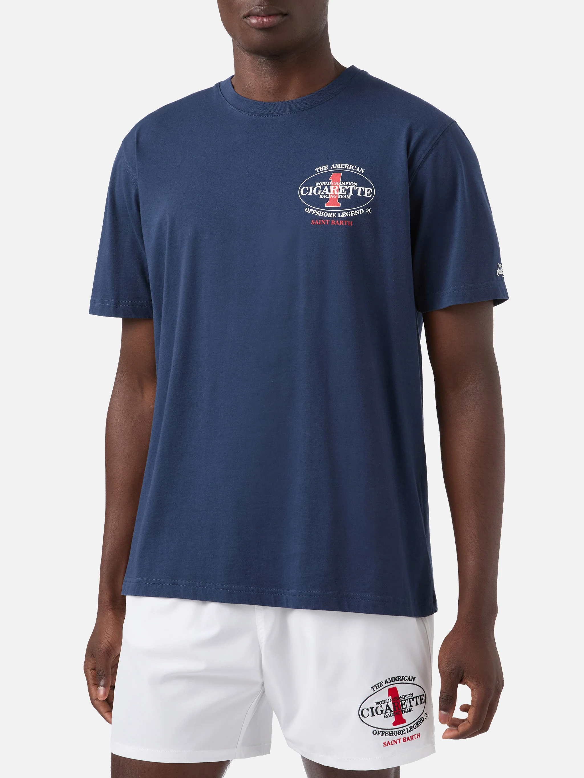 Blue Portland t-shirt with Cigarette Racing print | Special Edition - Image 2
