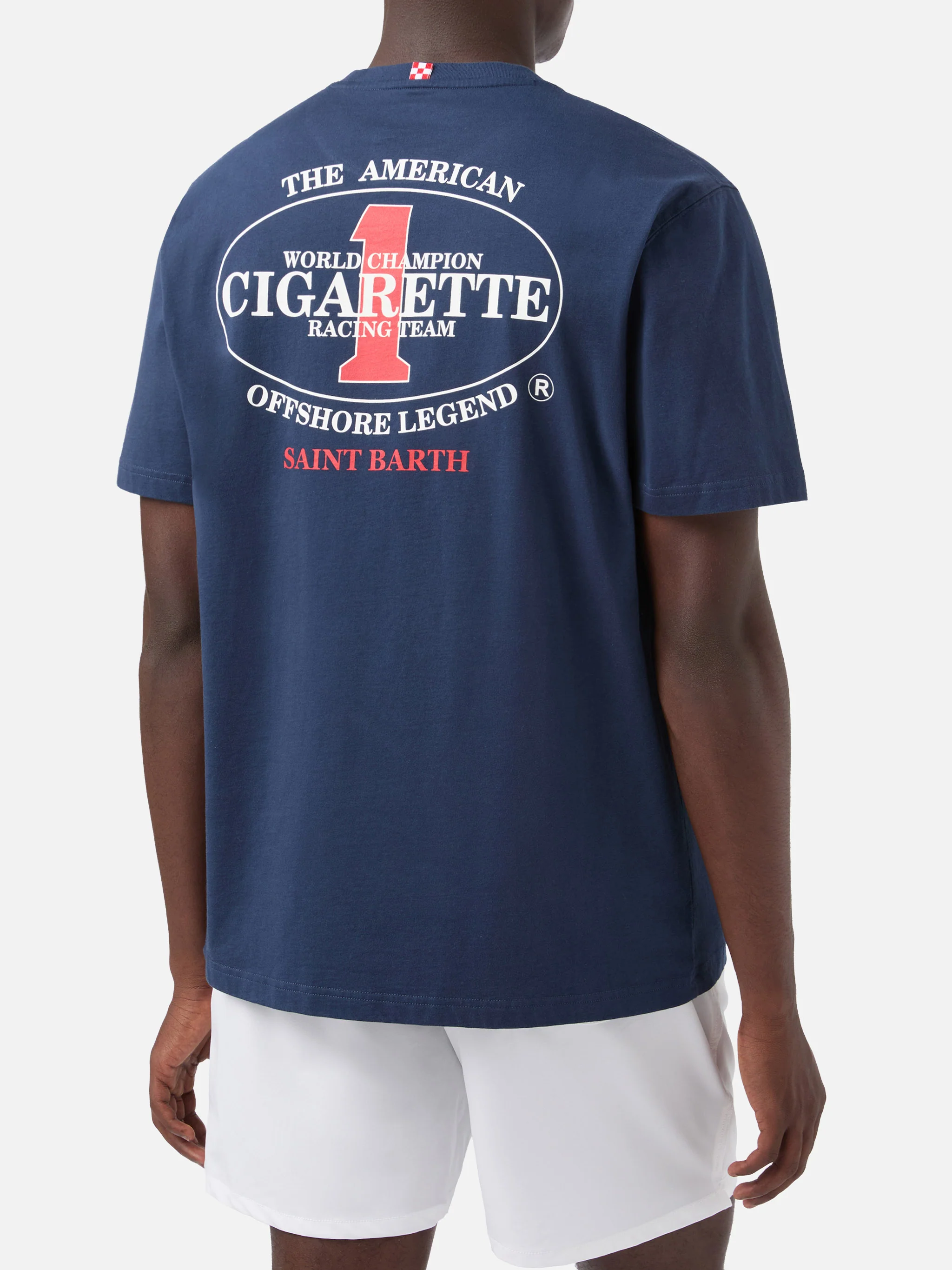 Blue Portland t-shirt with Cigarette Racing print | Special Edition - Image 4