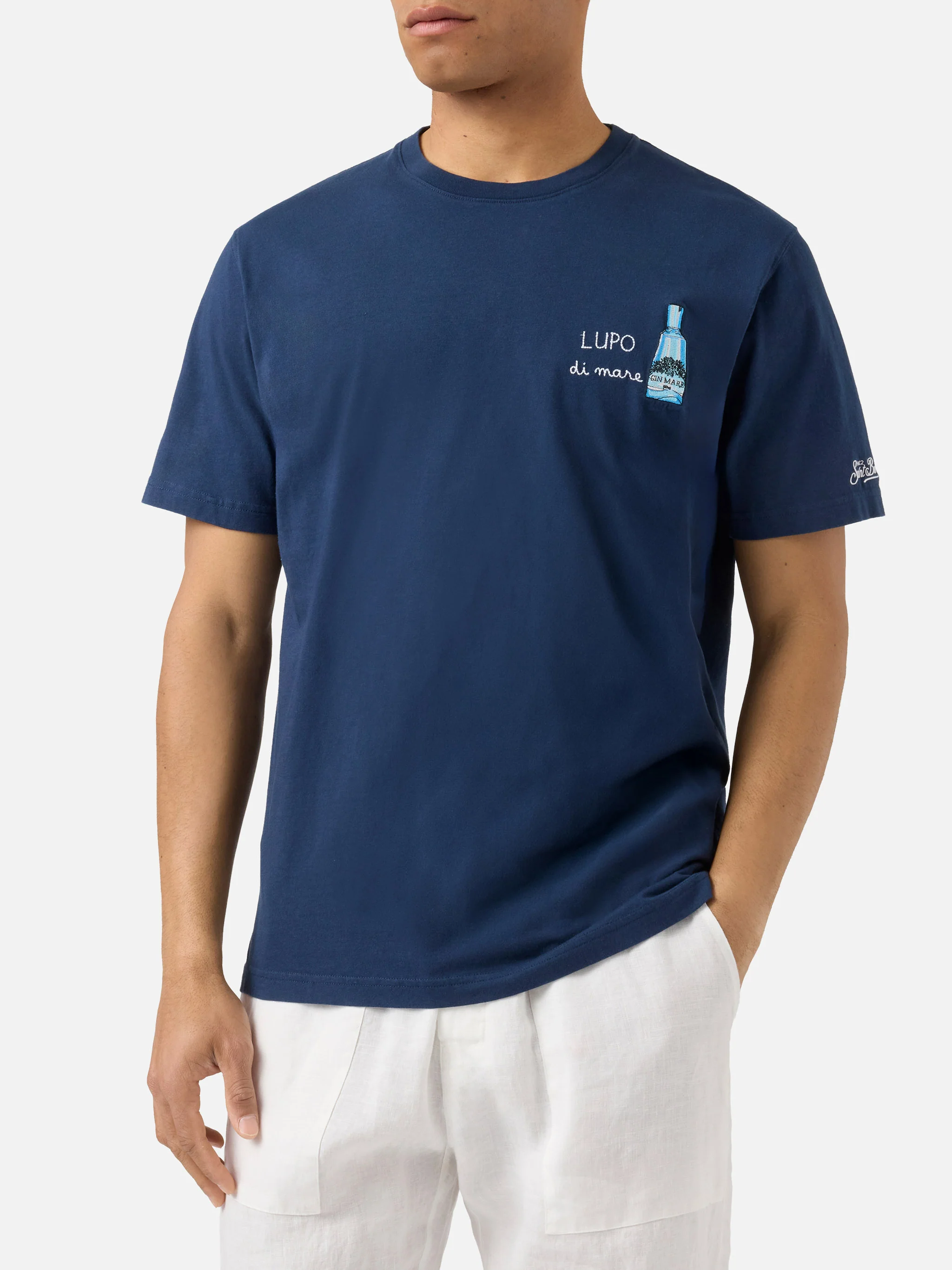 Blue Portofino T-shirt with Lupo Di Mare embroidery | Special Edition - Image 4