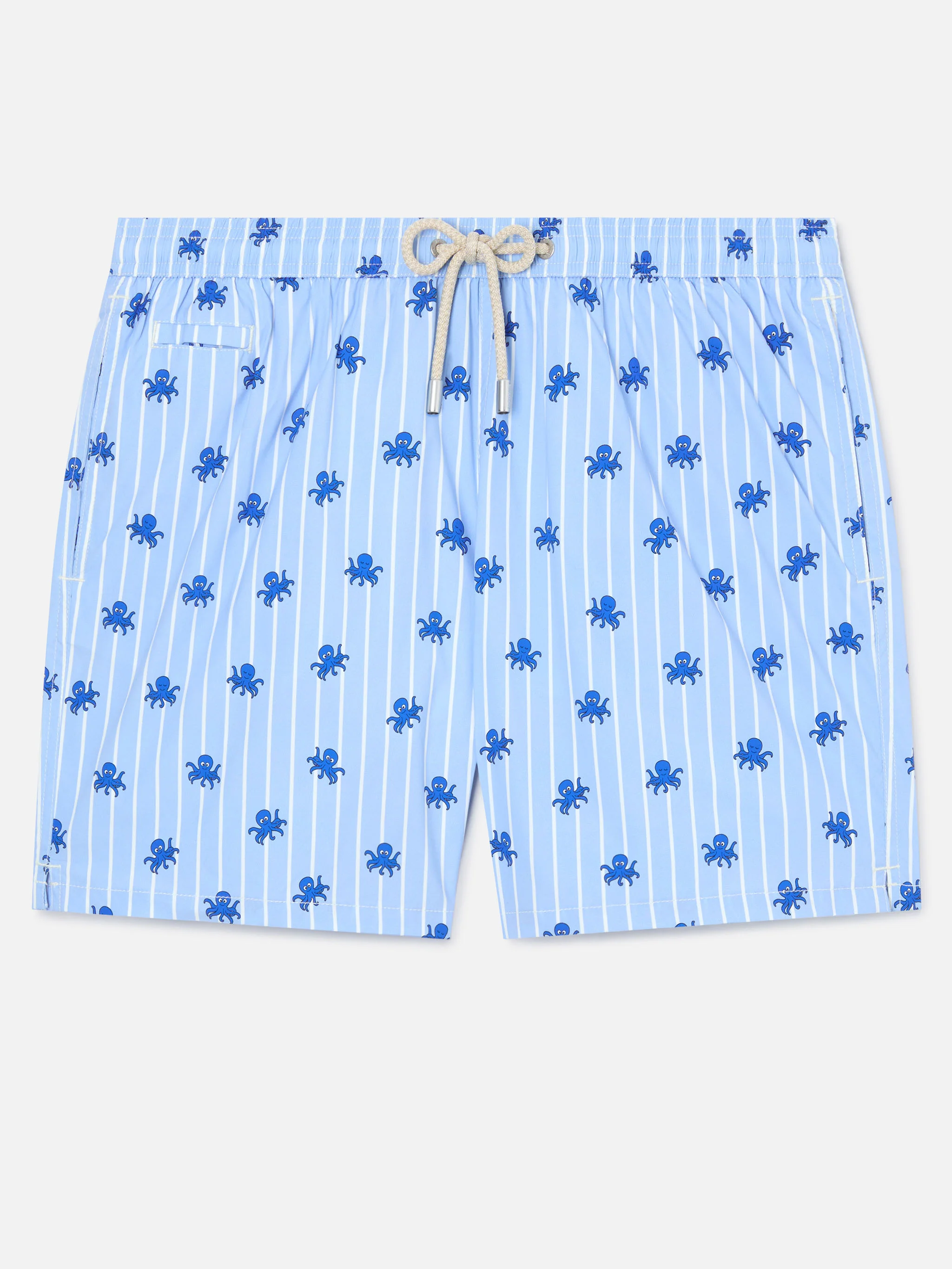 Blue striped Lighting Micro swim shorts with all-over octopus print