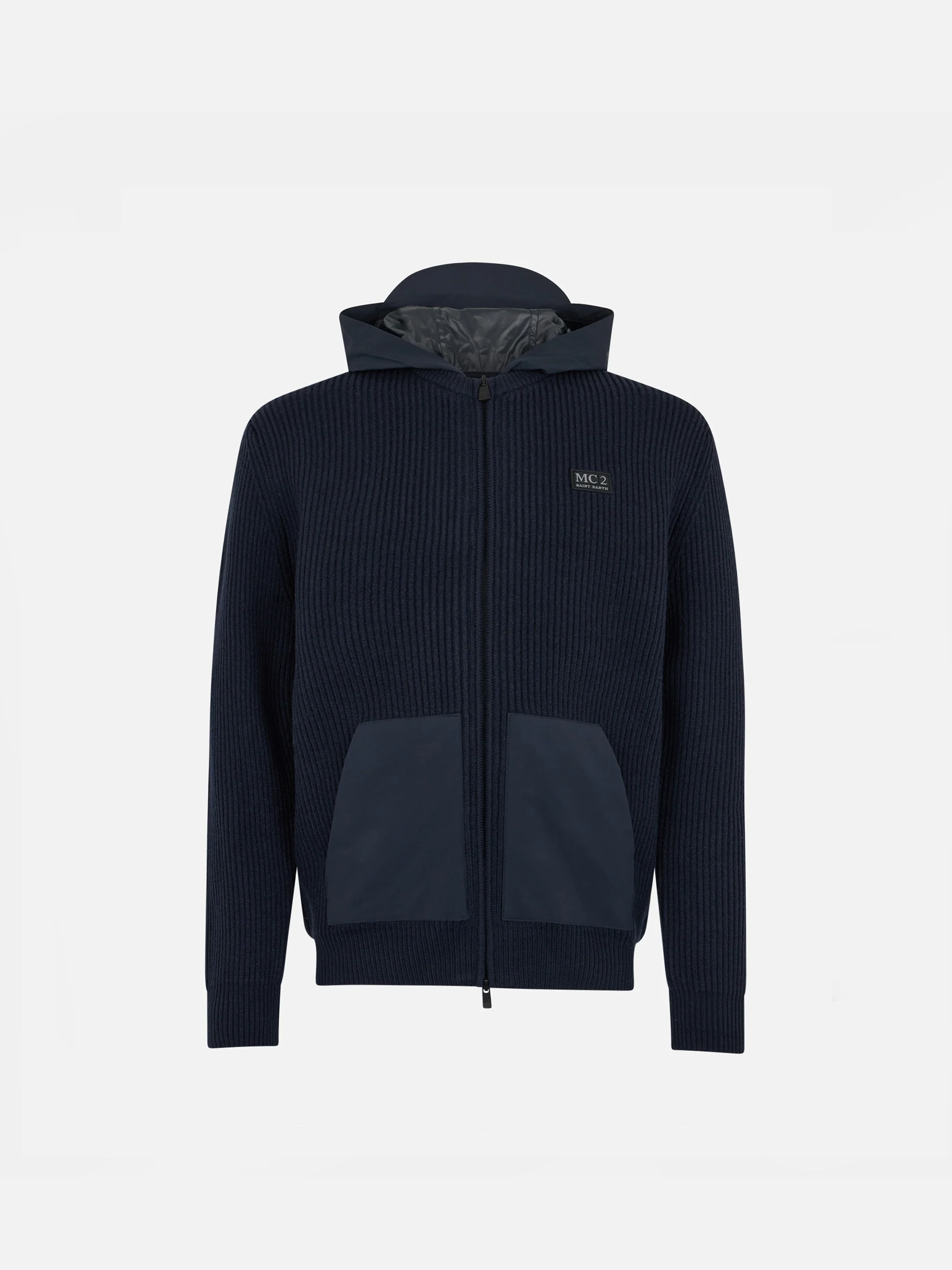Boy full zip sweater Wiberg Jr with technic fabric hoodie and pockets