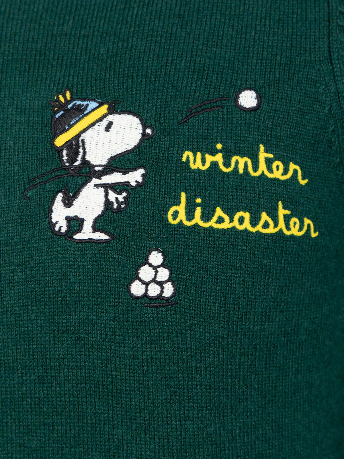 Boy green crewneck sweater Douglas Light with Snoopy snowball embroidery | SNOOPY PEANUTS SPECIAL EDITION - Image 2