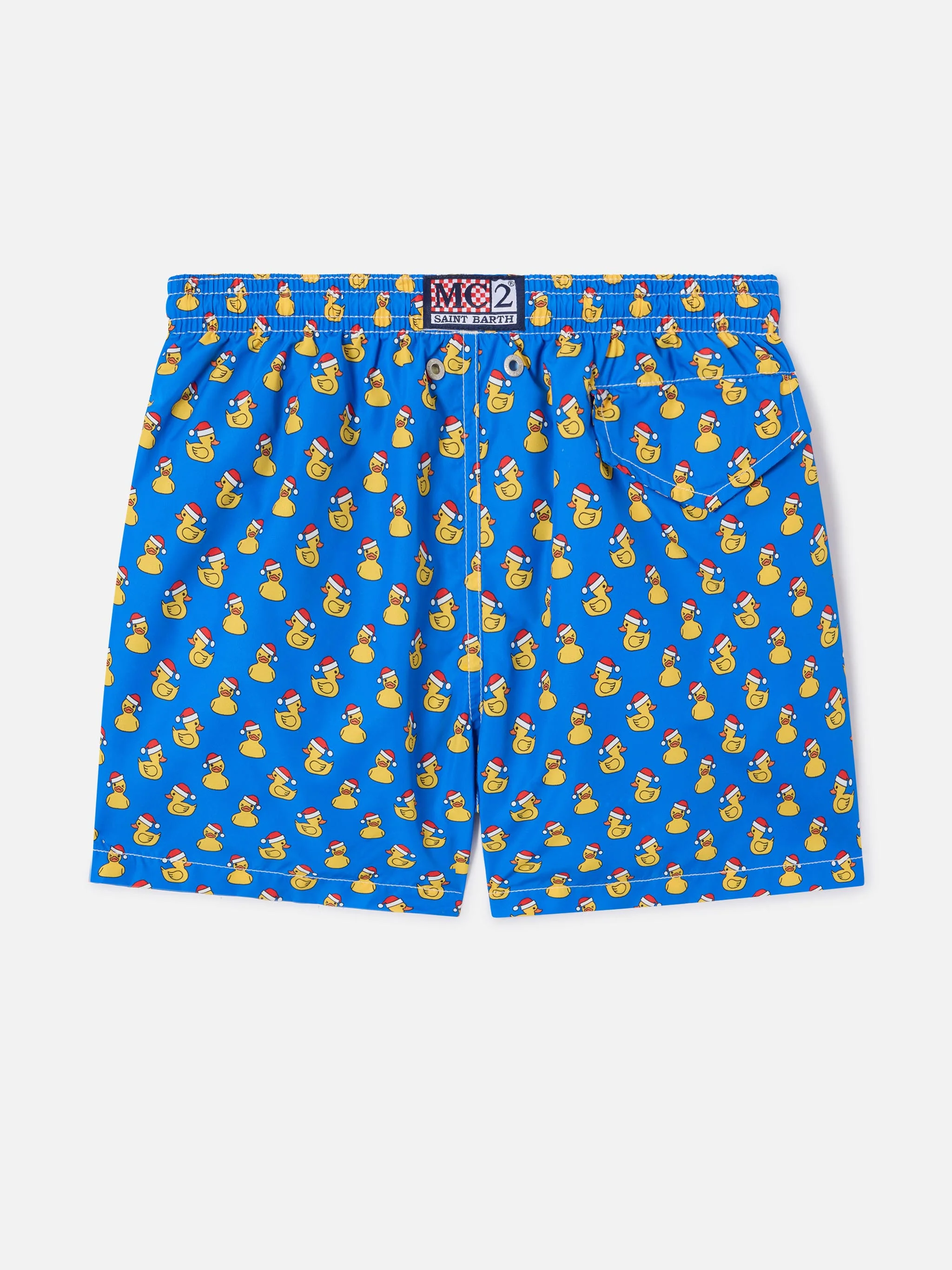 Boy light fabric swim shorts with Christmas ducks print - Image 2