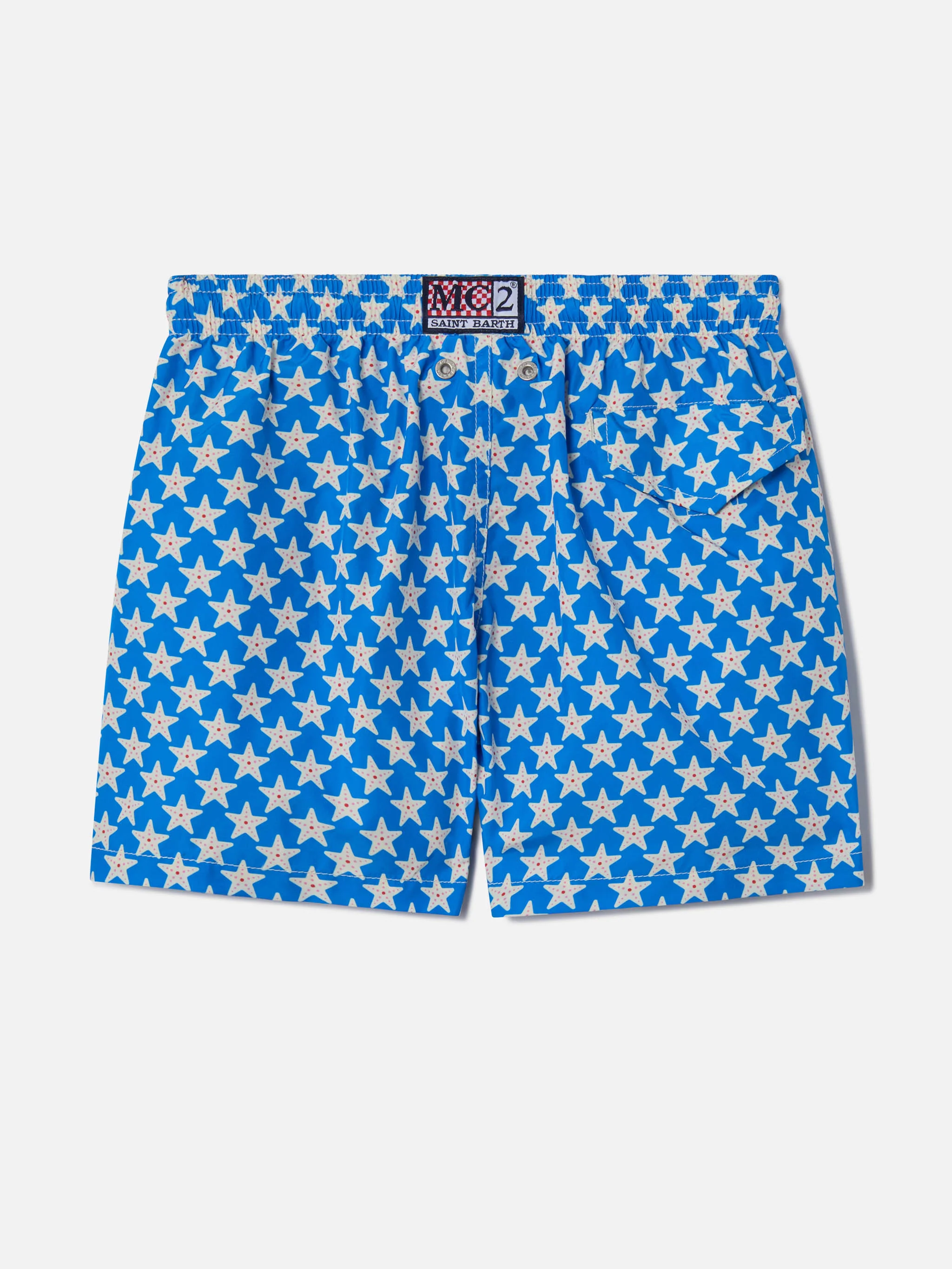 Boy lightweight fabric swim-shorts Jean Lighting 70 with seastars print - Image 2