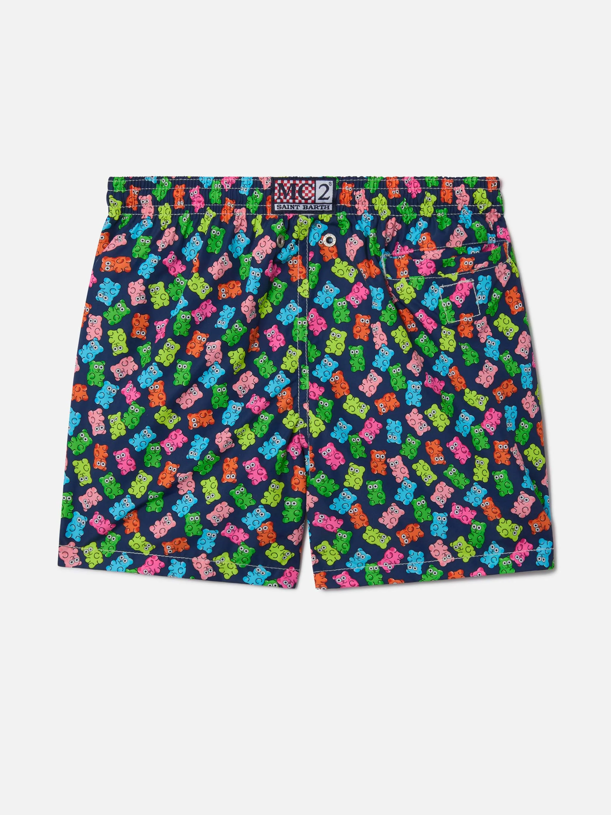 Boy lightweight fabric swim-shorts Jean Lighting with candy bears print - Image 2