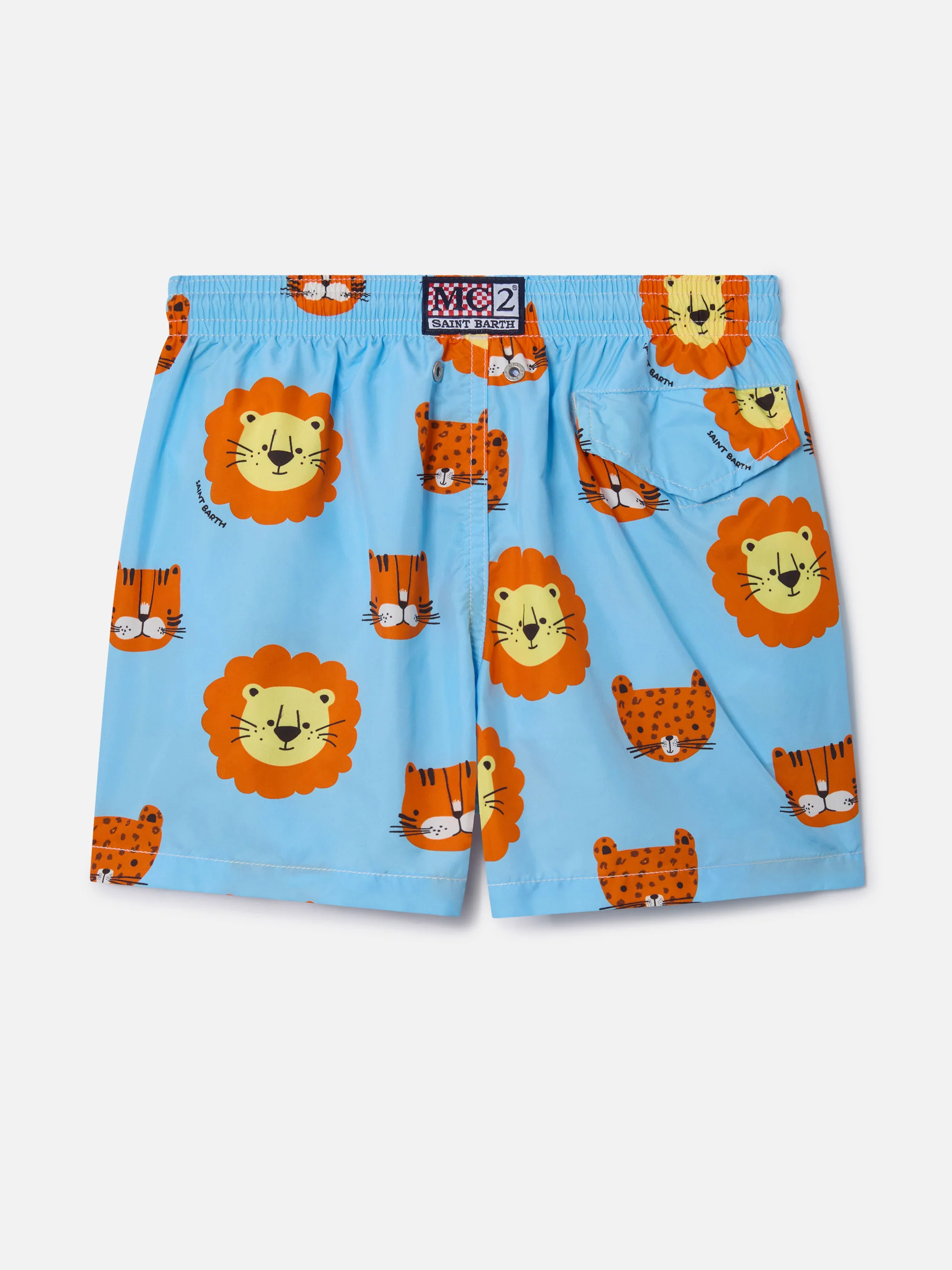Boy lightweight fabric swim-shorts Jean Lighting with lions print - Image 3