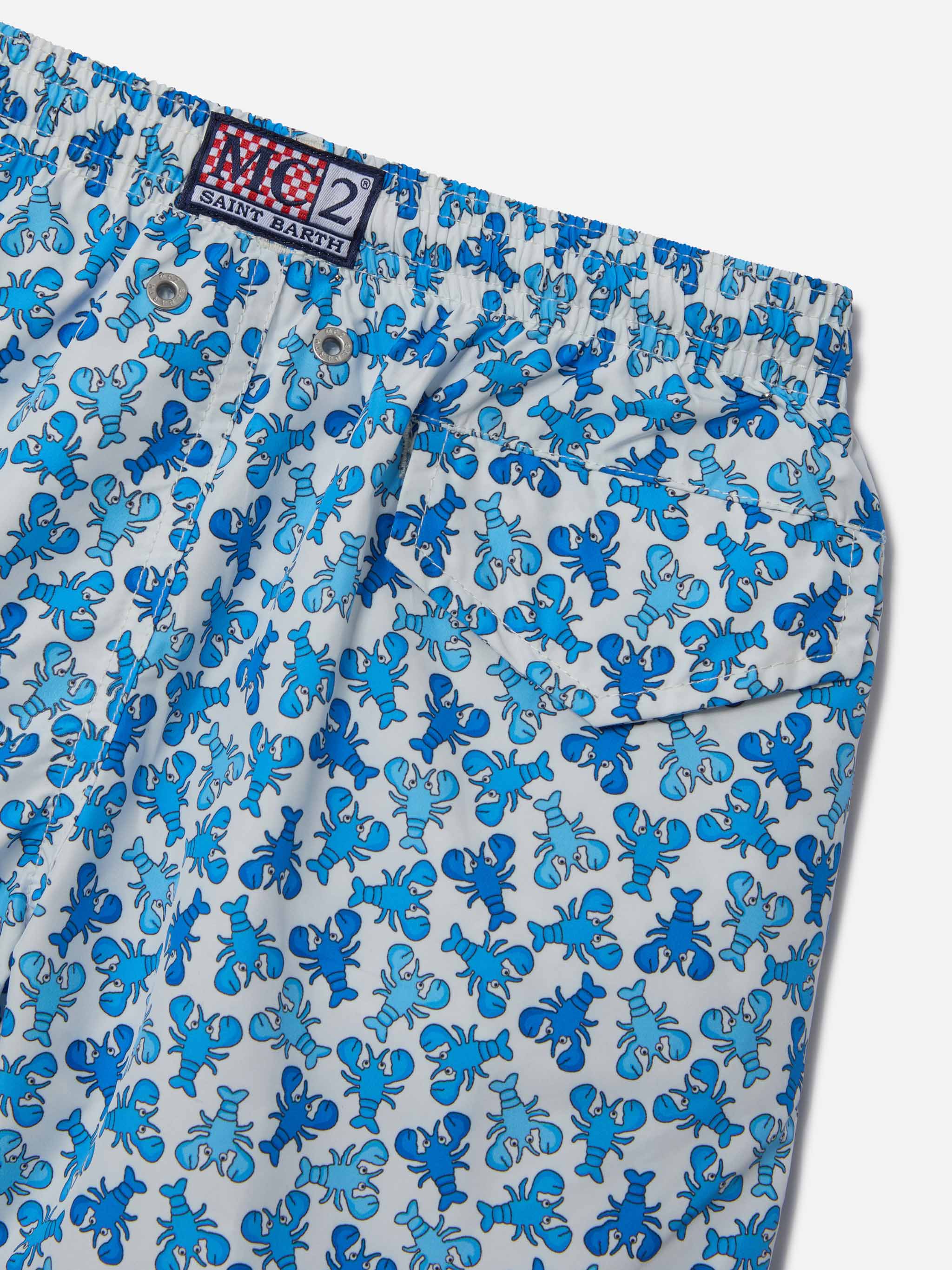 Boy lightweight fabric swim-shorts Jean Lighting with lobster print - Image 4
