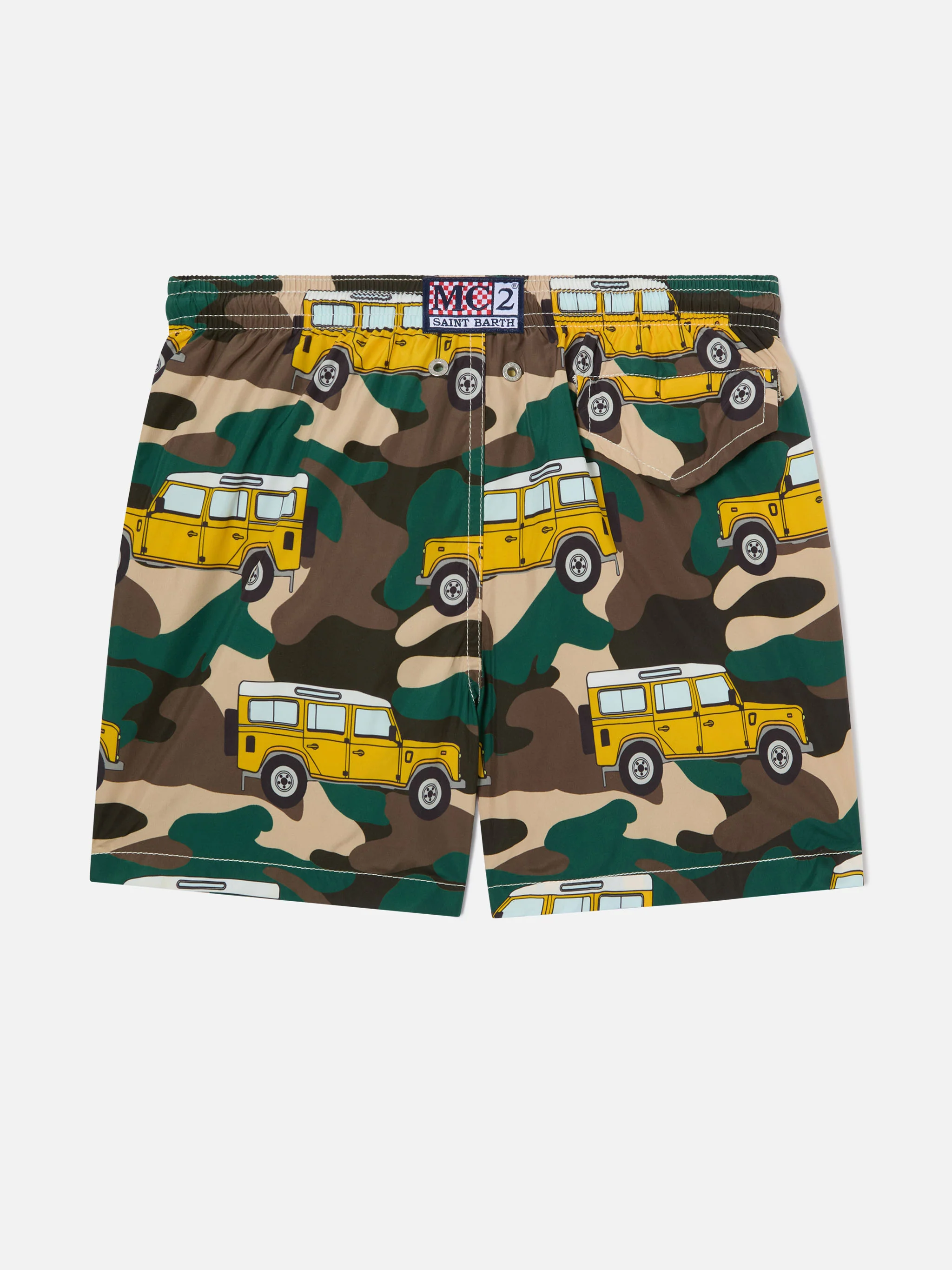 Boy lightweight fabric swim-shorts Jean Lighting with off-road car print - Image 3