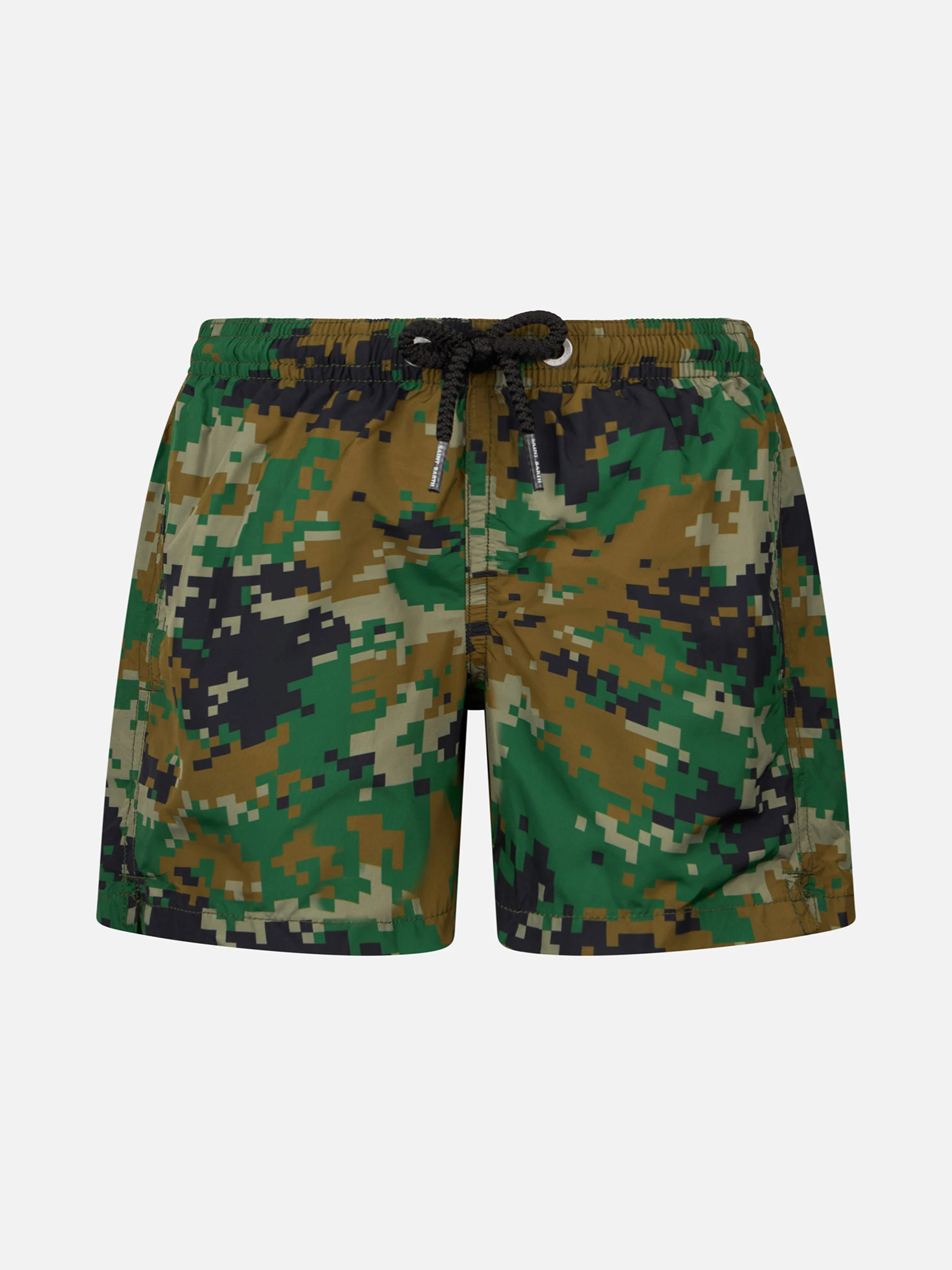 Boy lightweight fabric swim-shorts Jean Lighting with pixel camouflage print