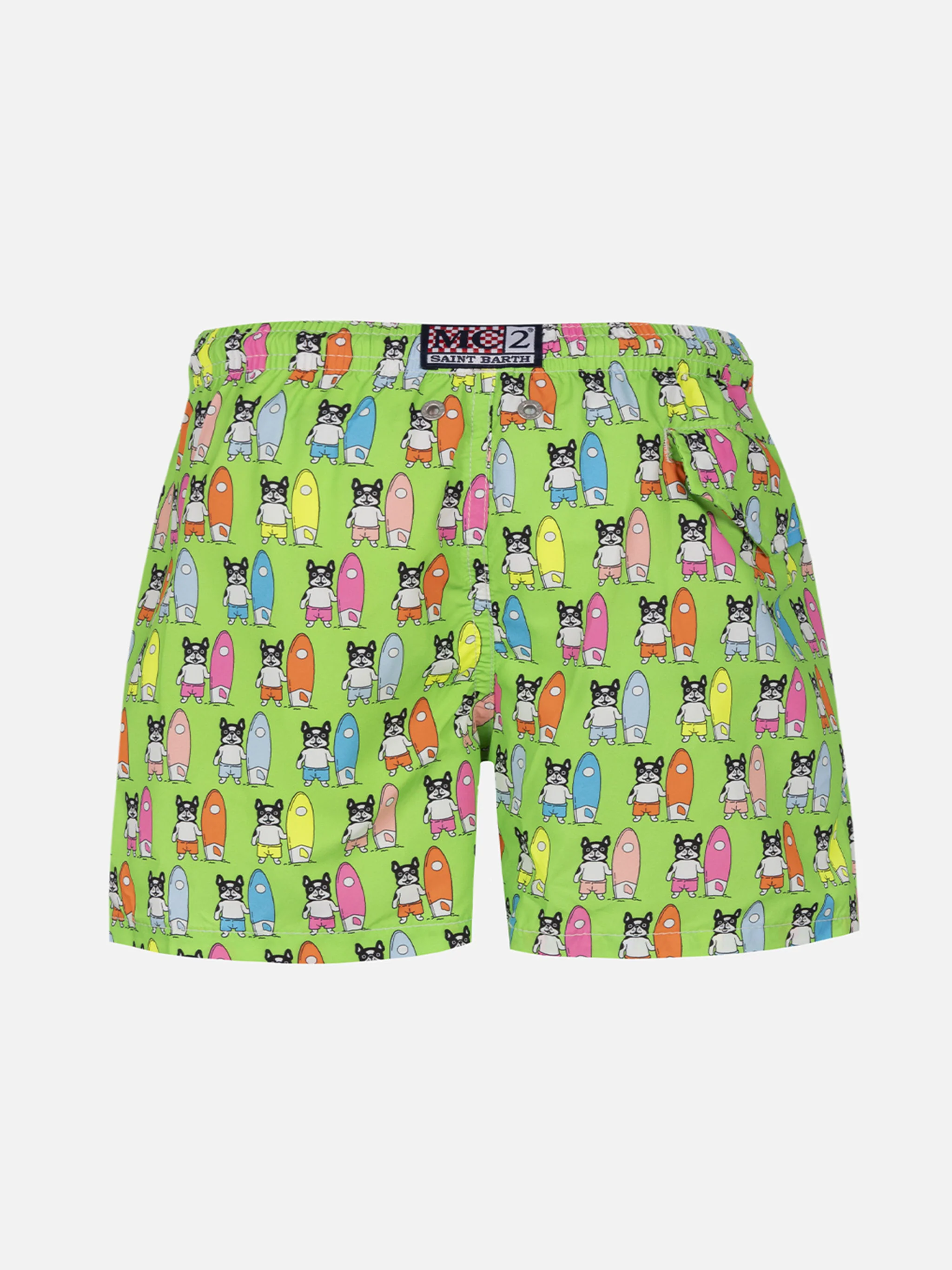 Boy lightweight fabric swim-shorts Jean Lighting with surfer dogs print - Image 4