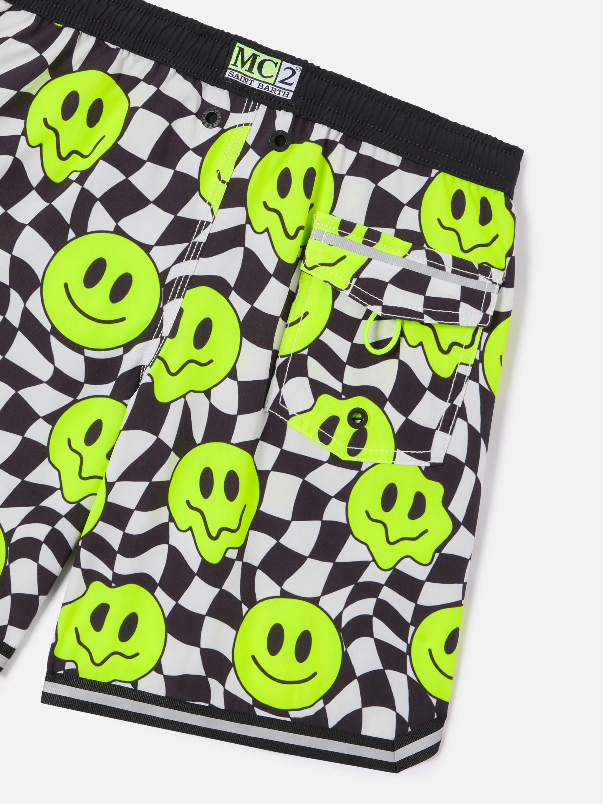 Boy long swim shorts with groovy smile pattern - Image 3