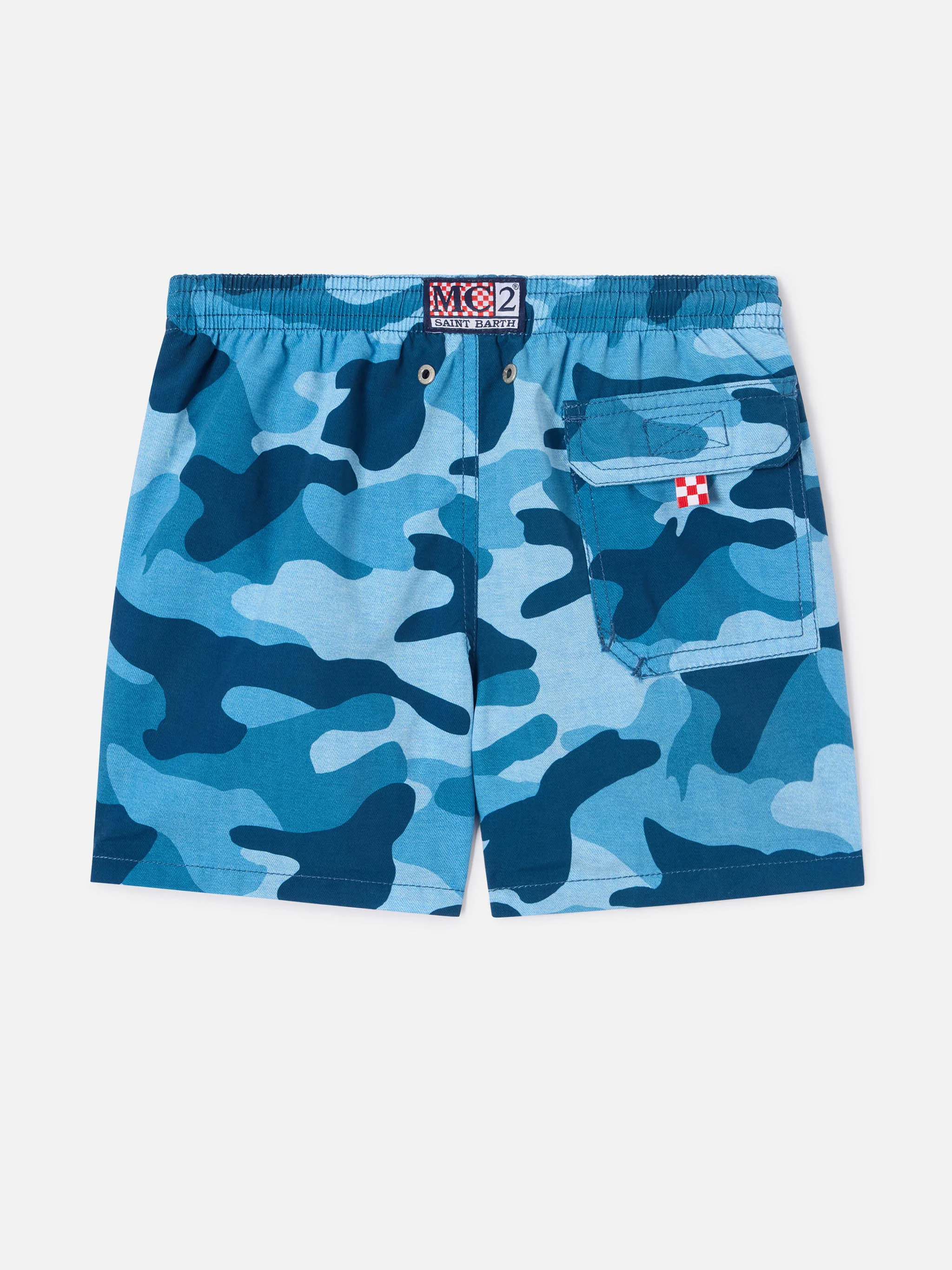Boy mid-length Jean swim-shorts with camouflage print - Image 2