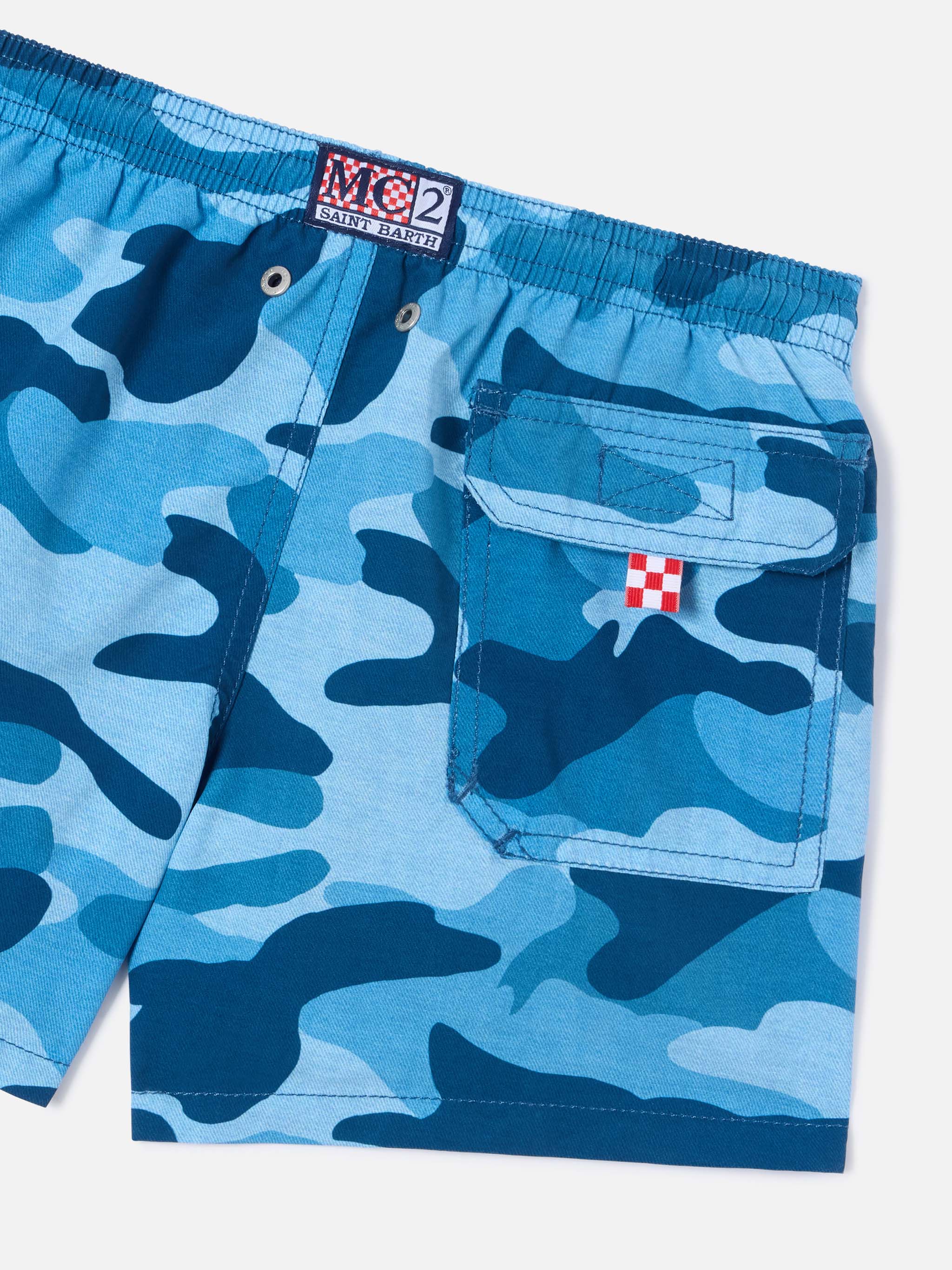 Boy mid-length Jean swim-shorts with camouflage print - Image 3