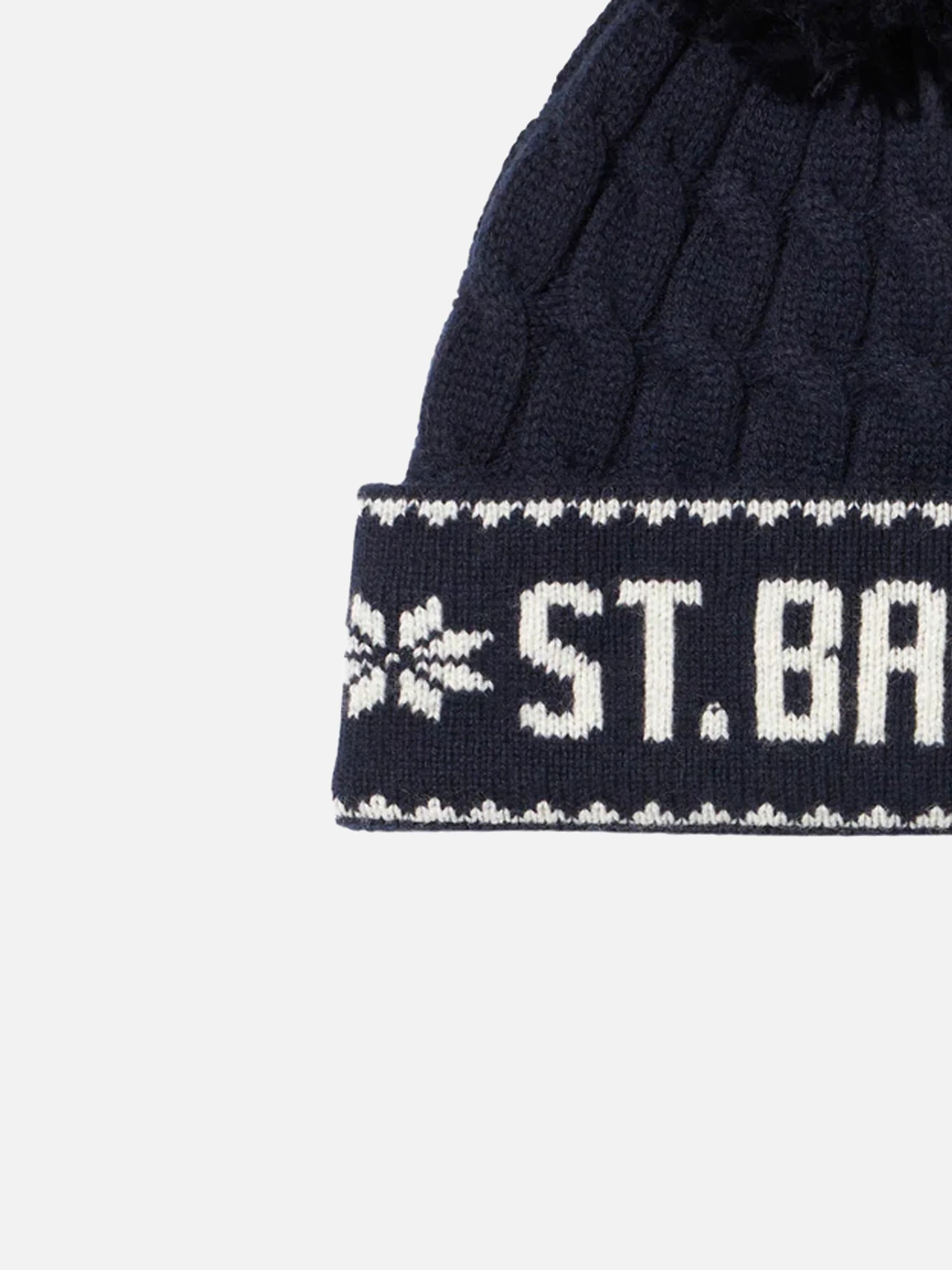 Boy navy blue beanie with pompon - Image 2
