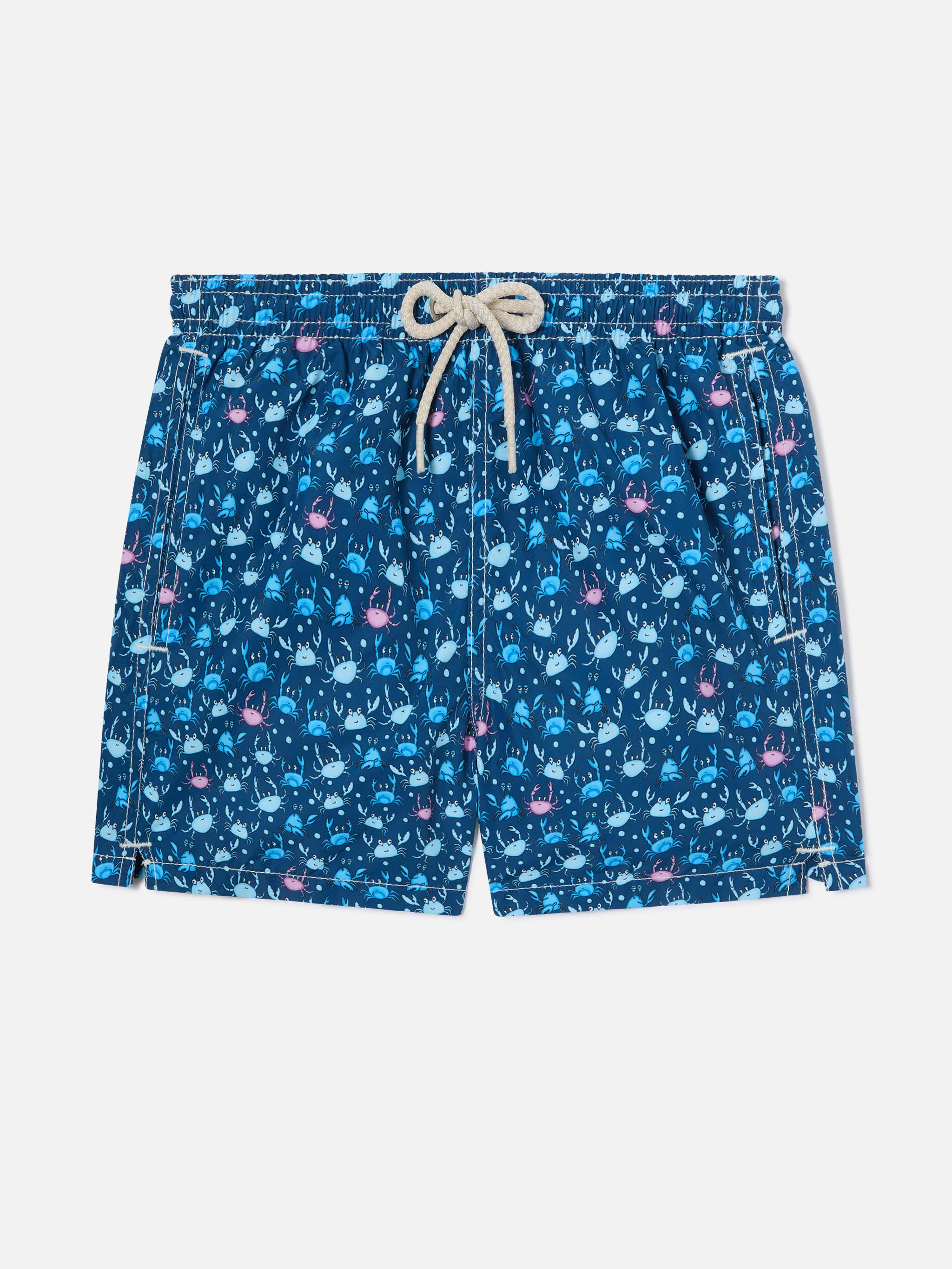 Boy swim shorts with multicolor crabs print