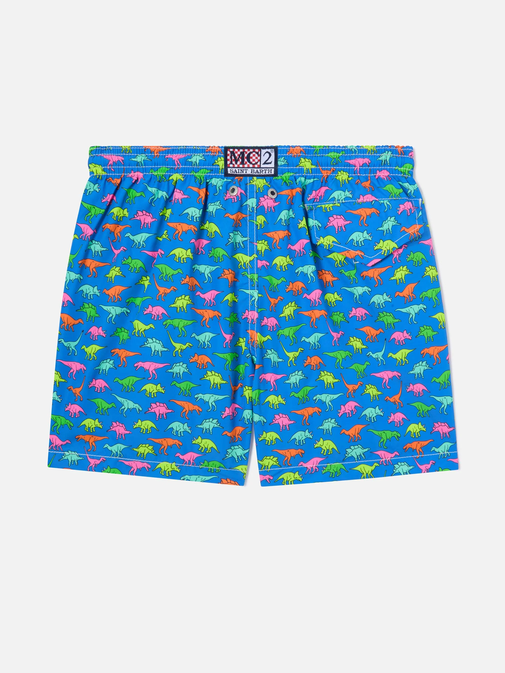 Boy swim shorts with multicolor dinosaur print - Image 2