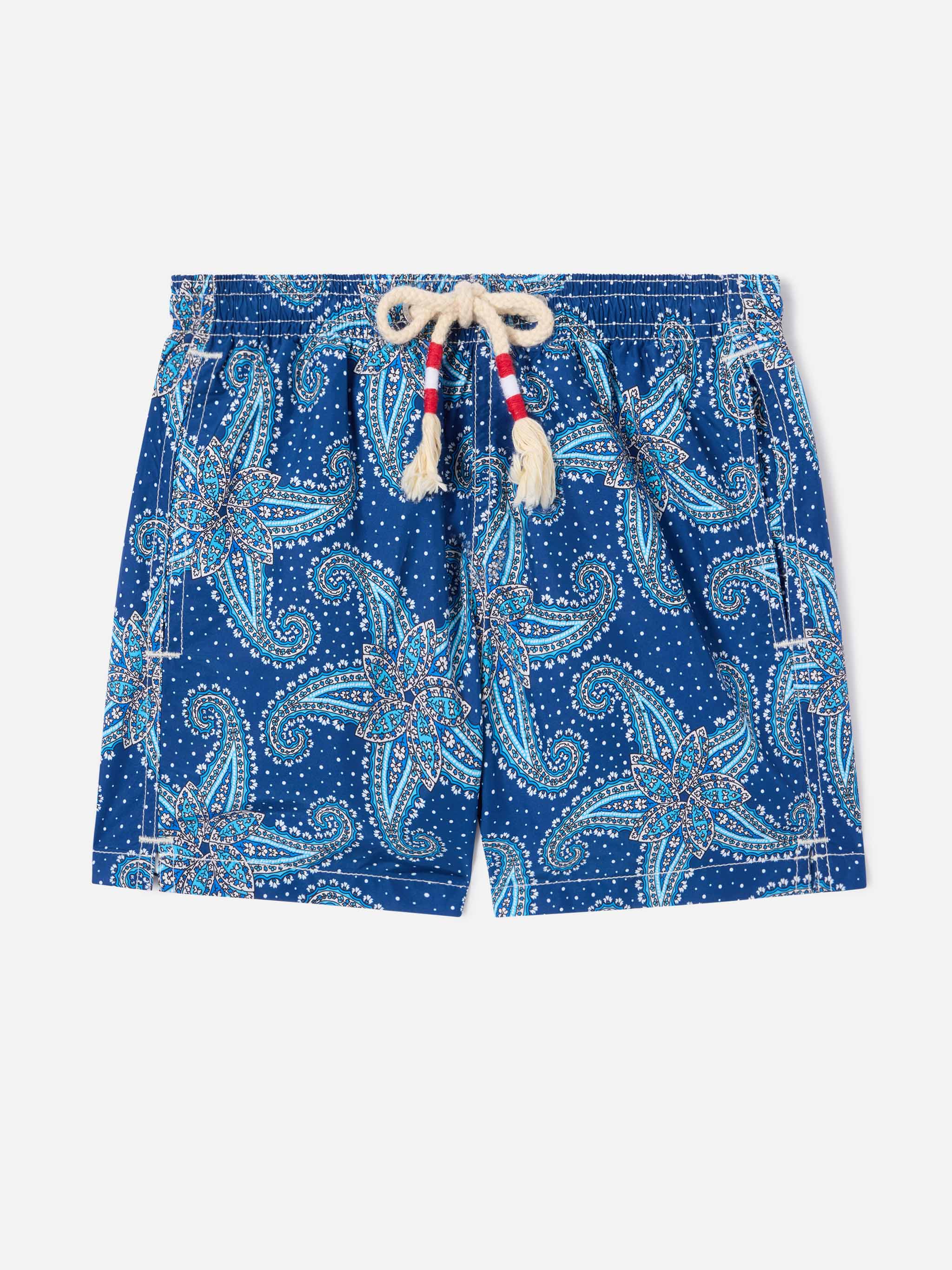 Boy swim shorts with paisley print