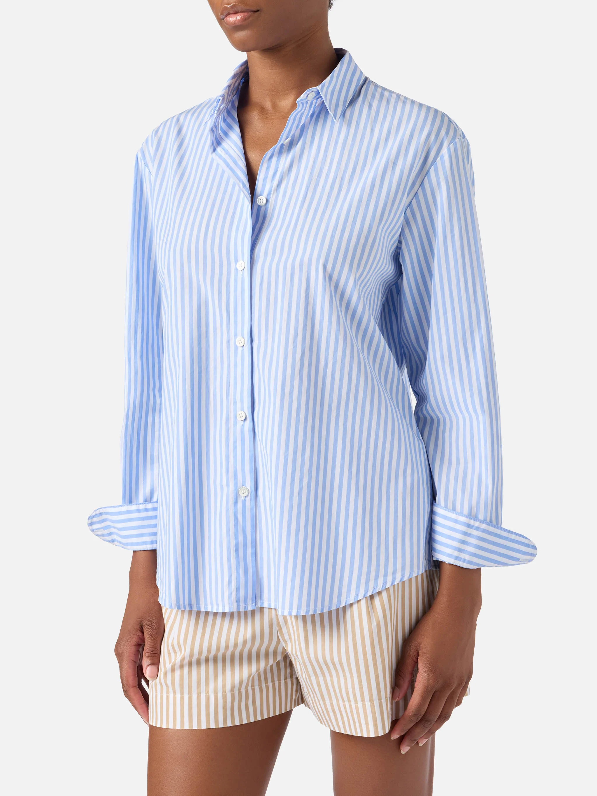 Brigitte light blue striped shirt with Snoopy print | Special Edition - Image 2