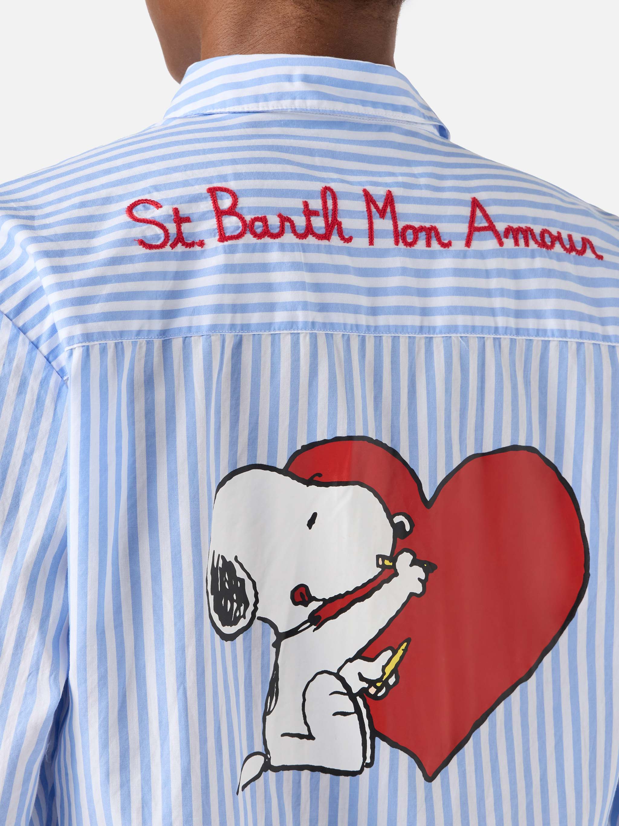 Brigitte light blue striped shirt with Snoopy print | Special Edition - Image 3