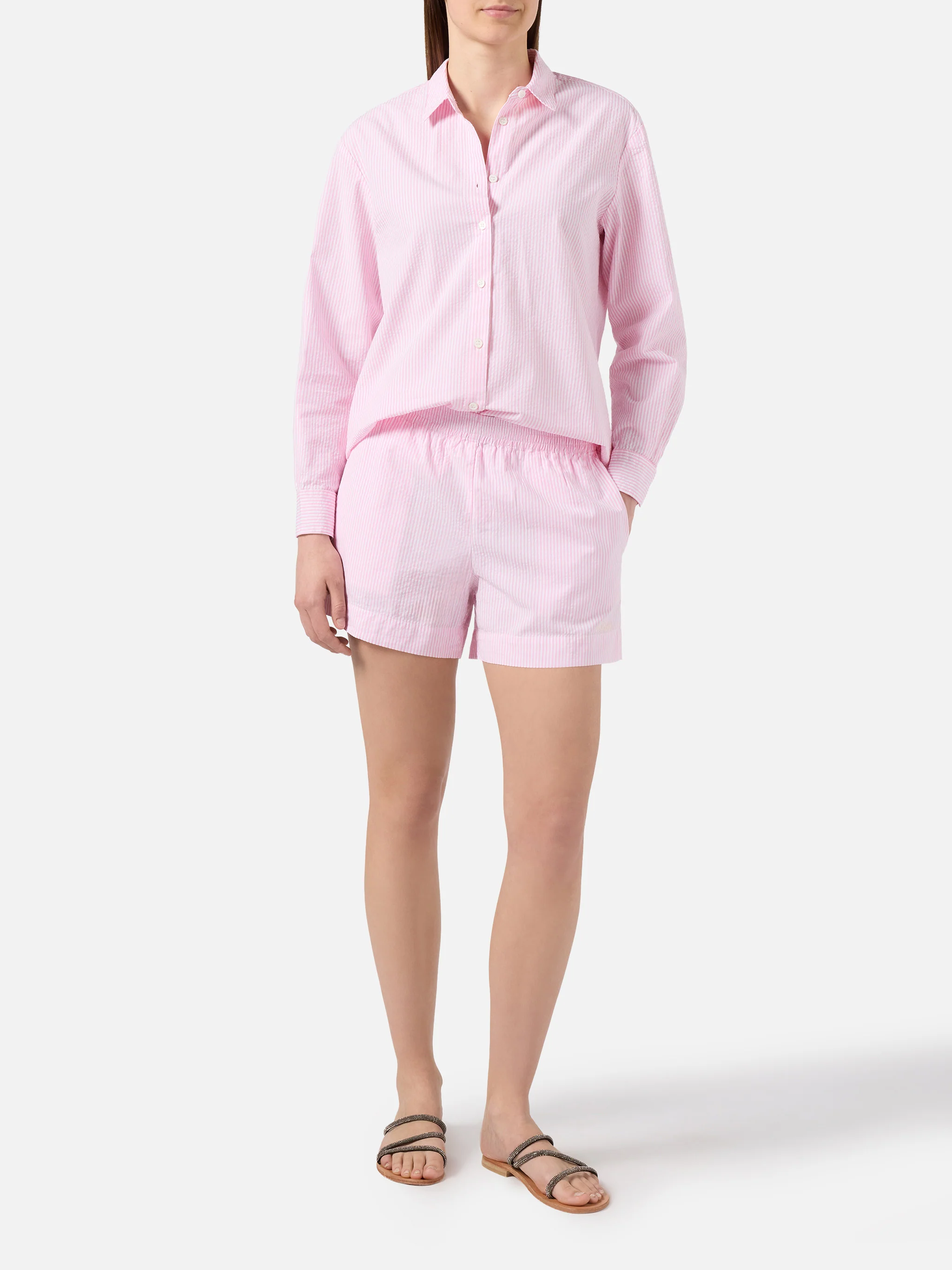 Brigitte seersucker shirt with pink stripes - Image 4
