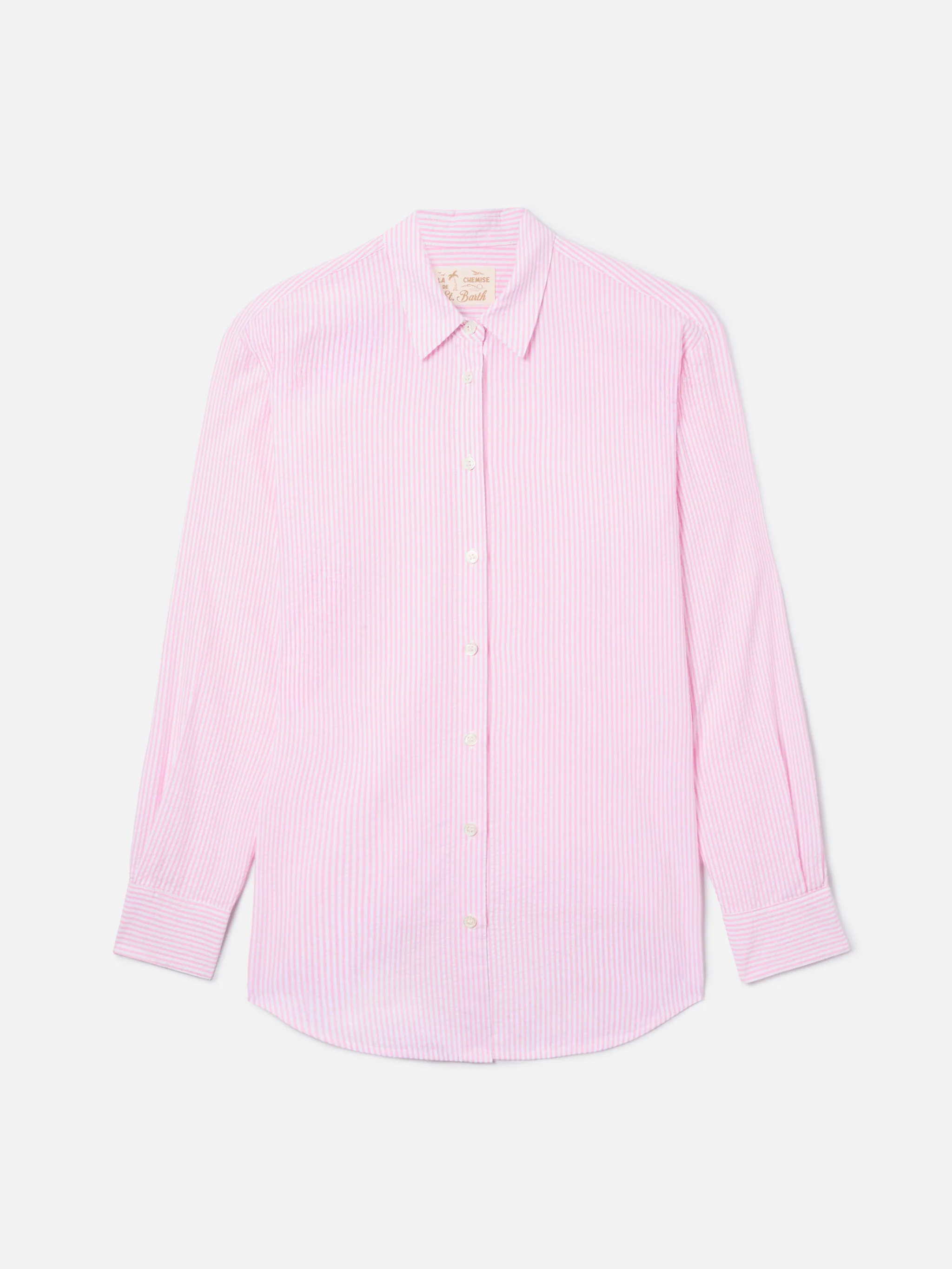 Brigitte seersucker shirt with pink stripes - Image 6