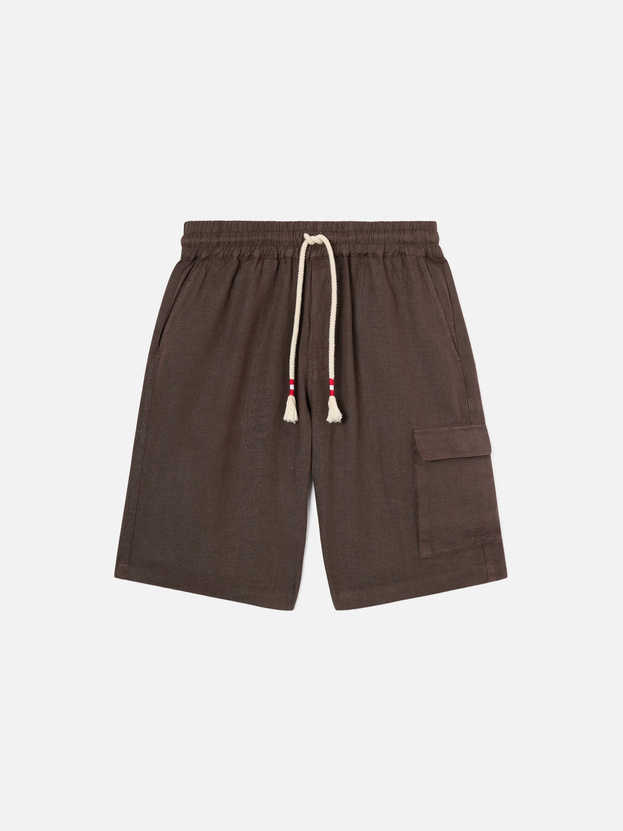 Brown Marseille bermuda shorts in pure linen