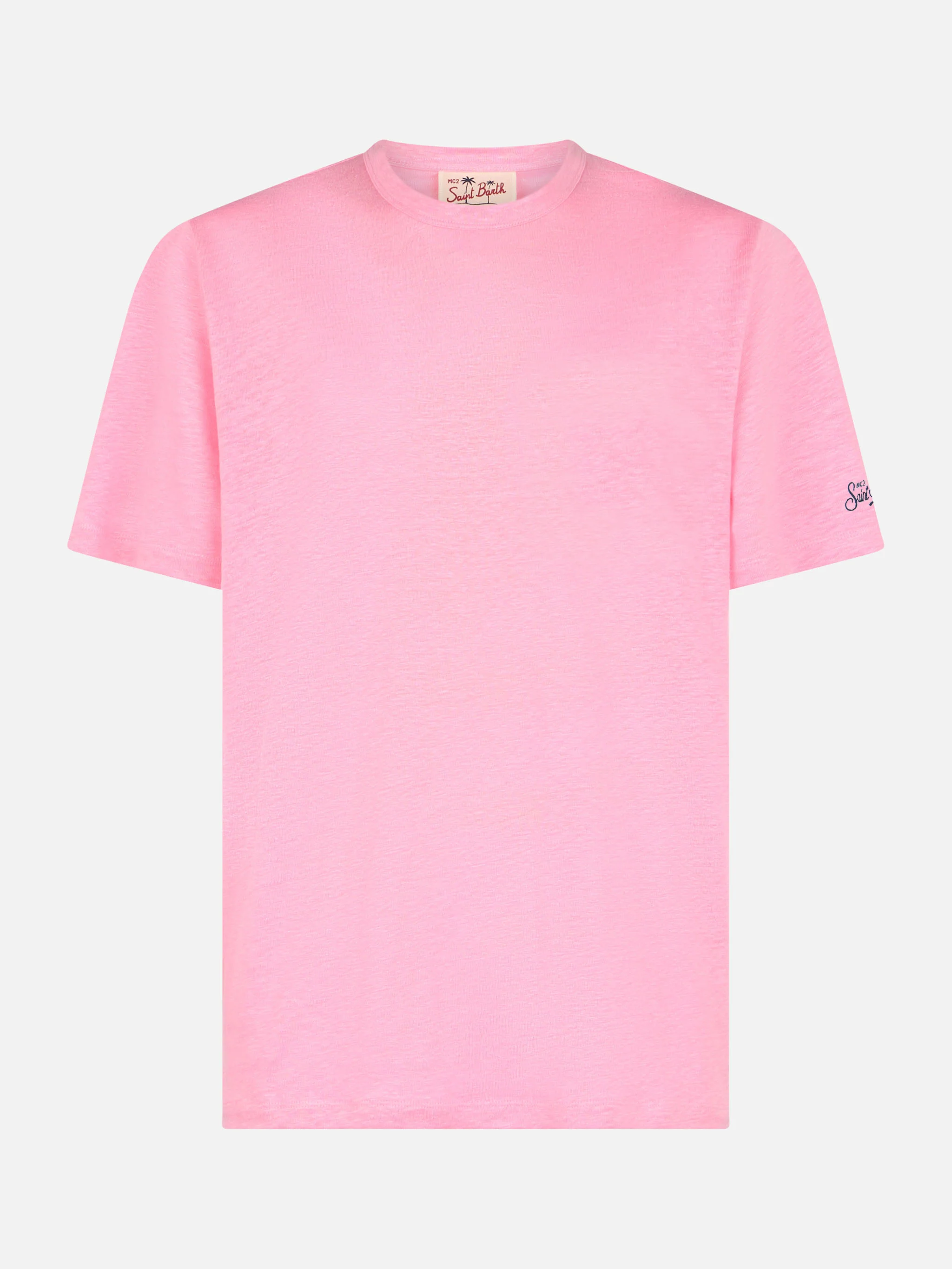 President flamed cotton t-shirt in bubble pink solid color