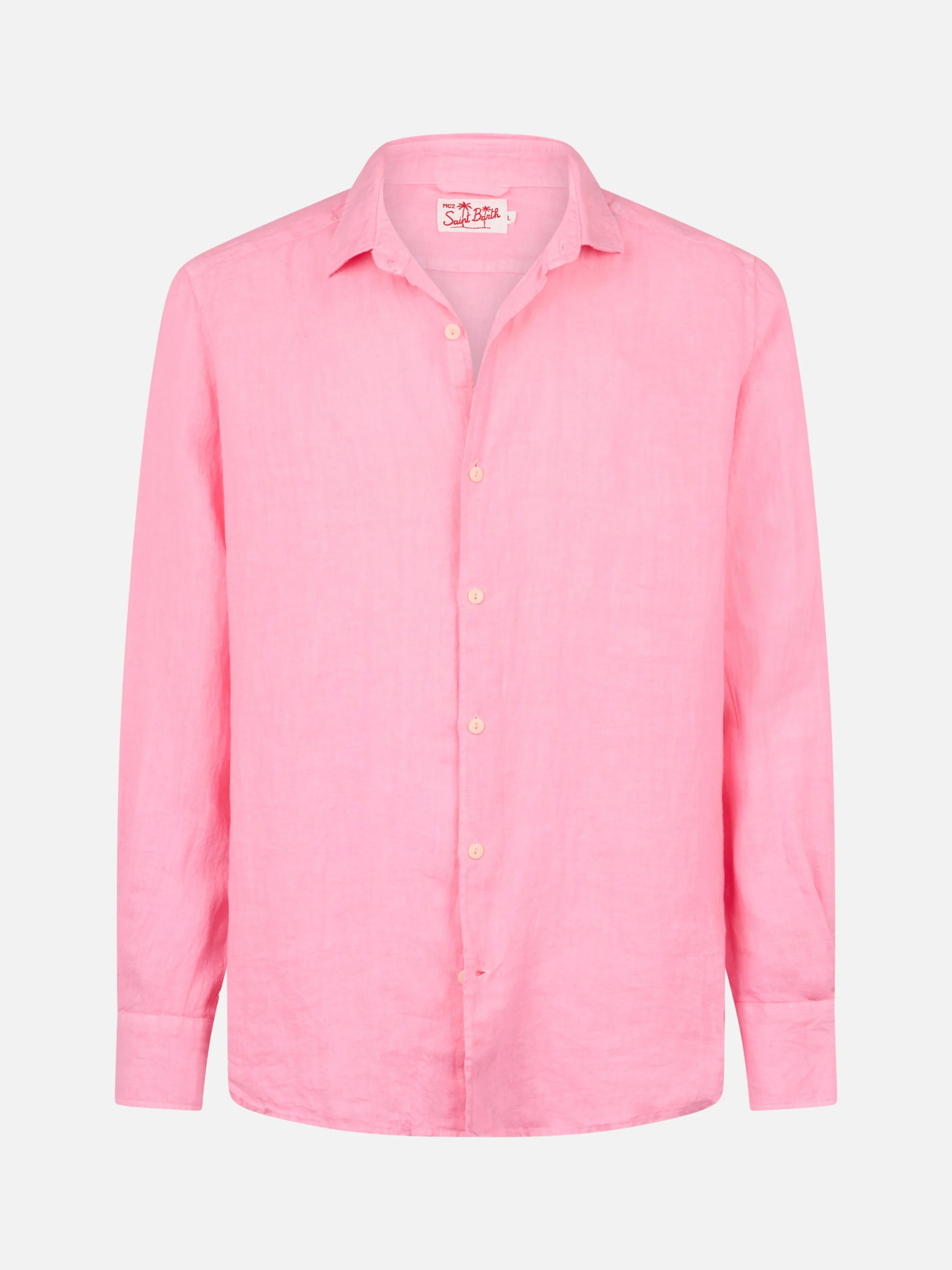 Bubble pink linen shirt Pamplona - Image 4