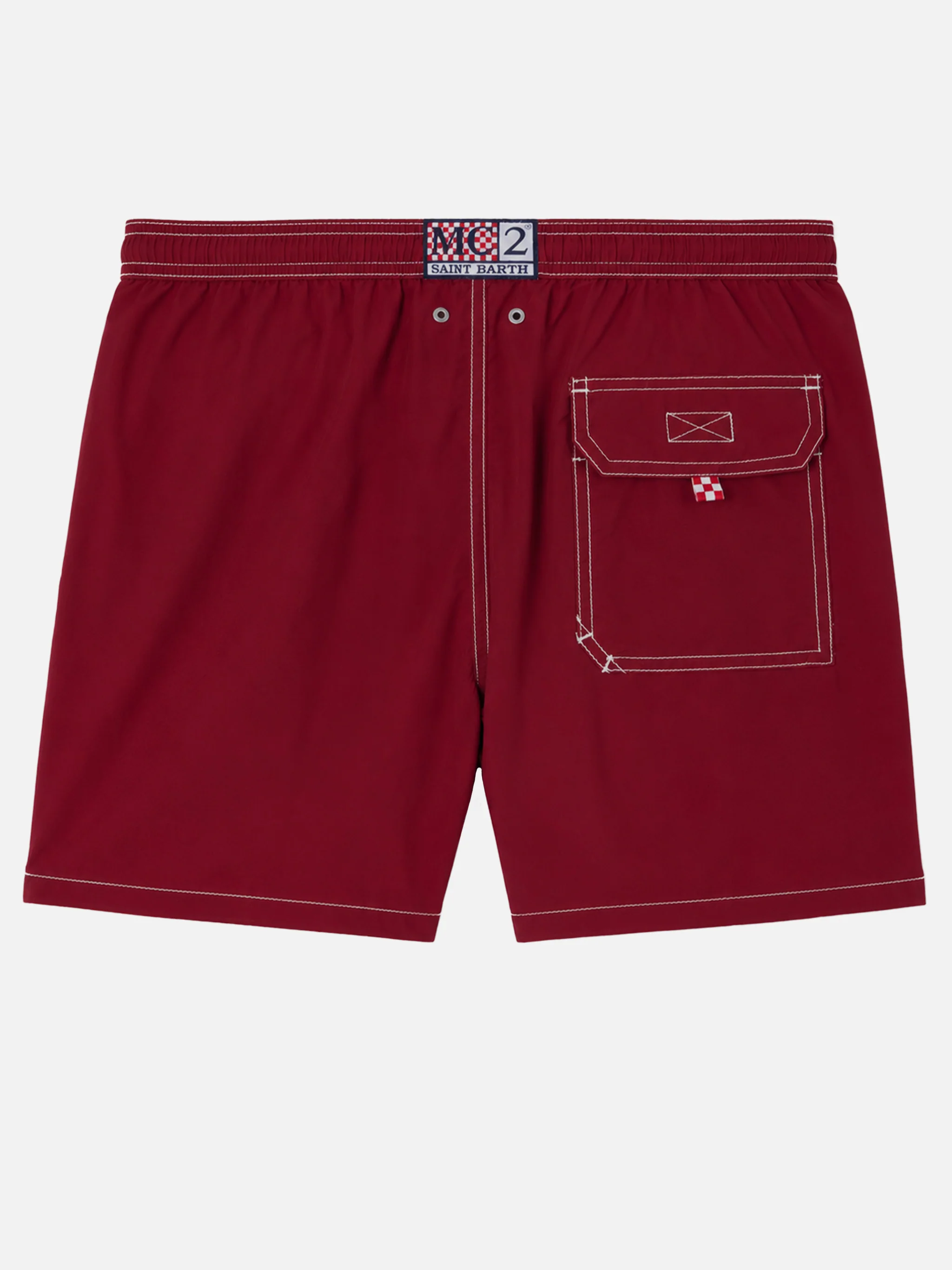 Burgundy mid-length classic light swim shorts Patmos - Image 2