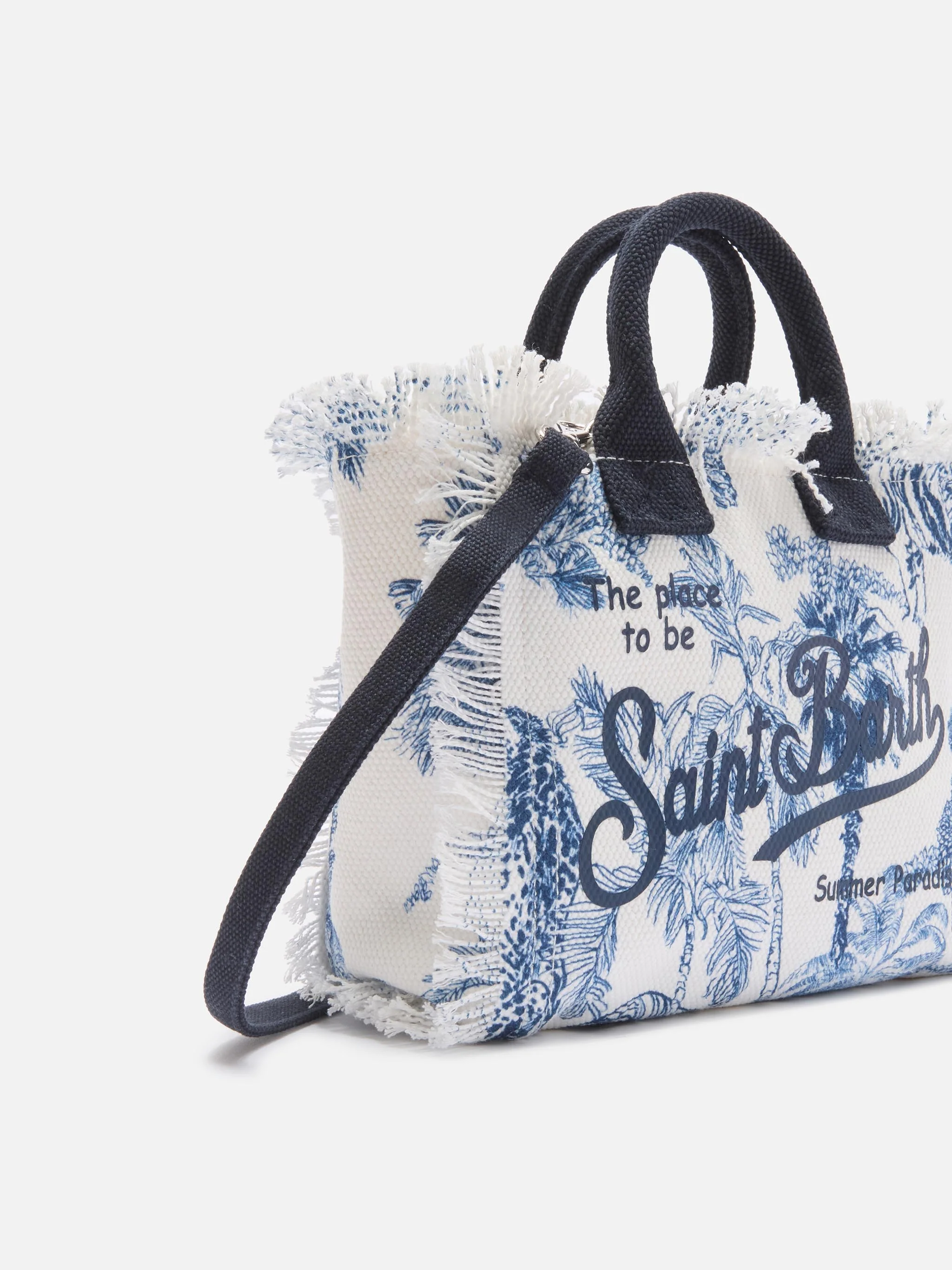 Canvas Vanity mini bag with blue toile de Jouy print - Image 3